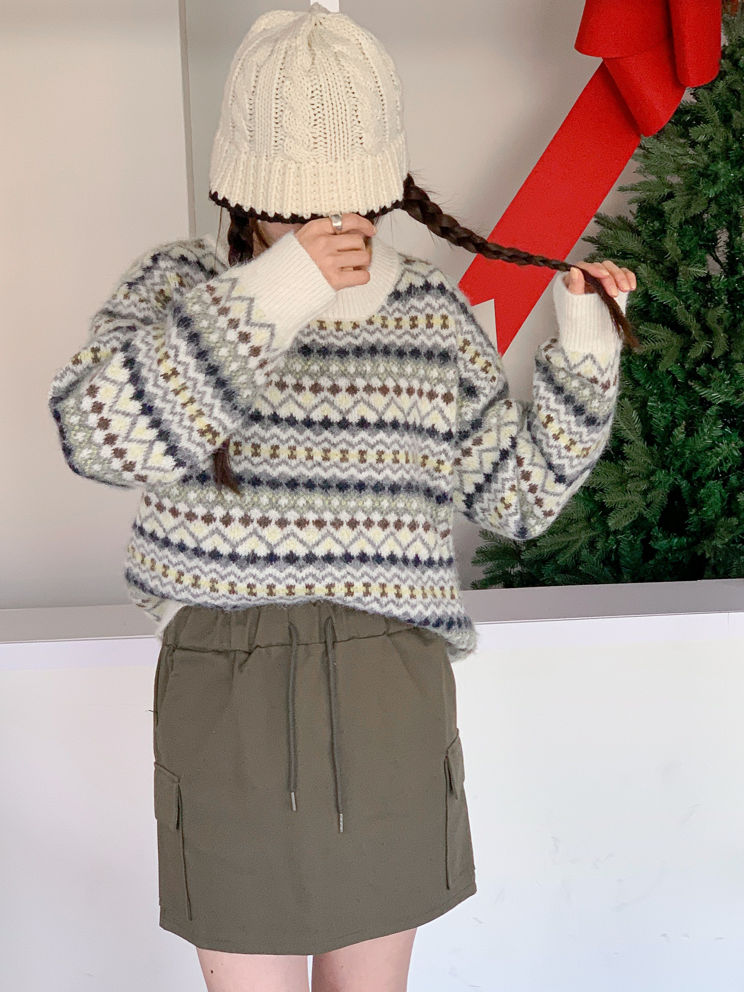 ウール混ラウンドネックルーズカラーニット | 詳細画像10