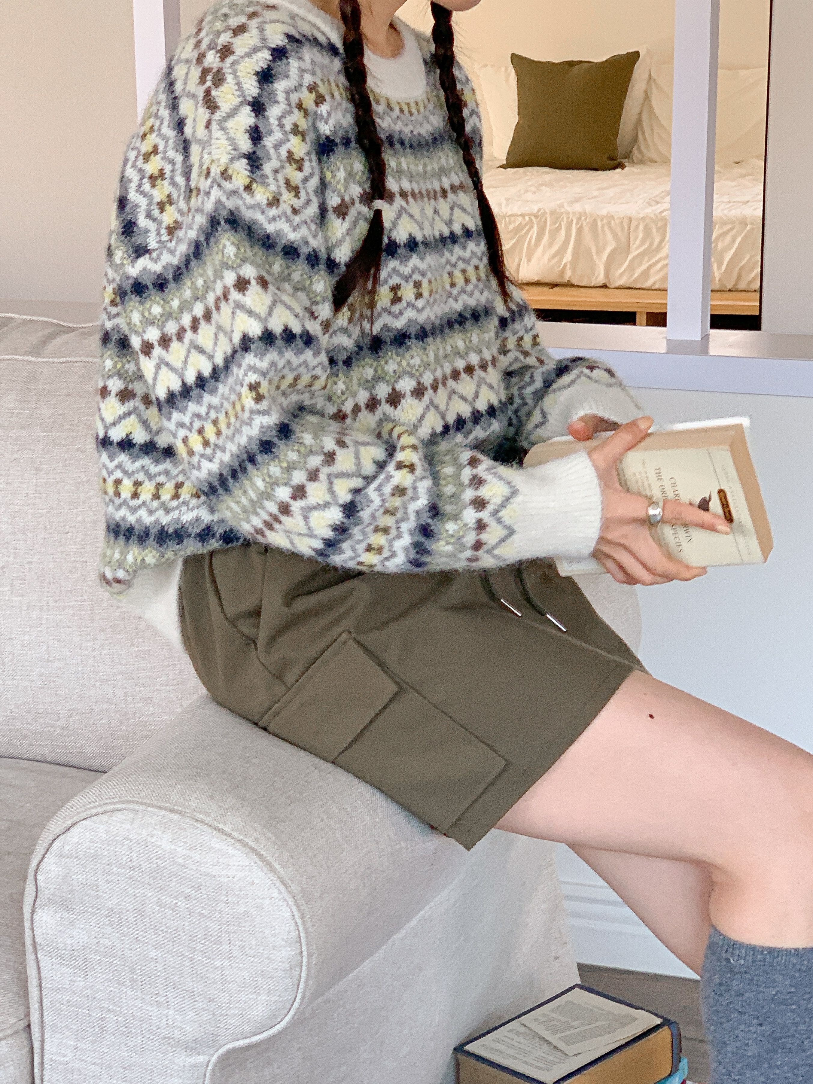 ウール混ラウンドネックルーズカラーニット | 詳細画像13