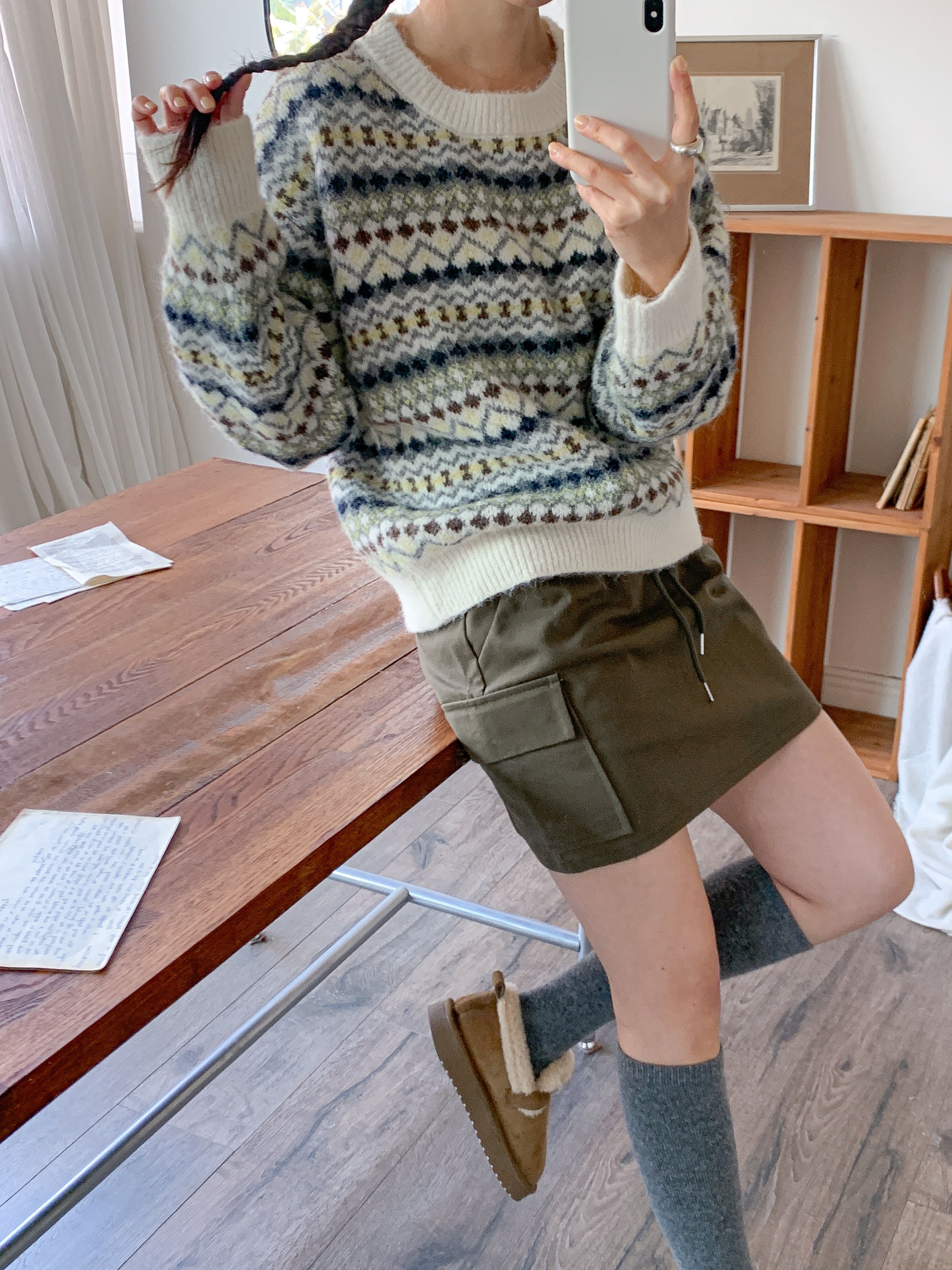 ウール混ラウンドネックルーズカラーニット | 詳細画像16