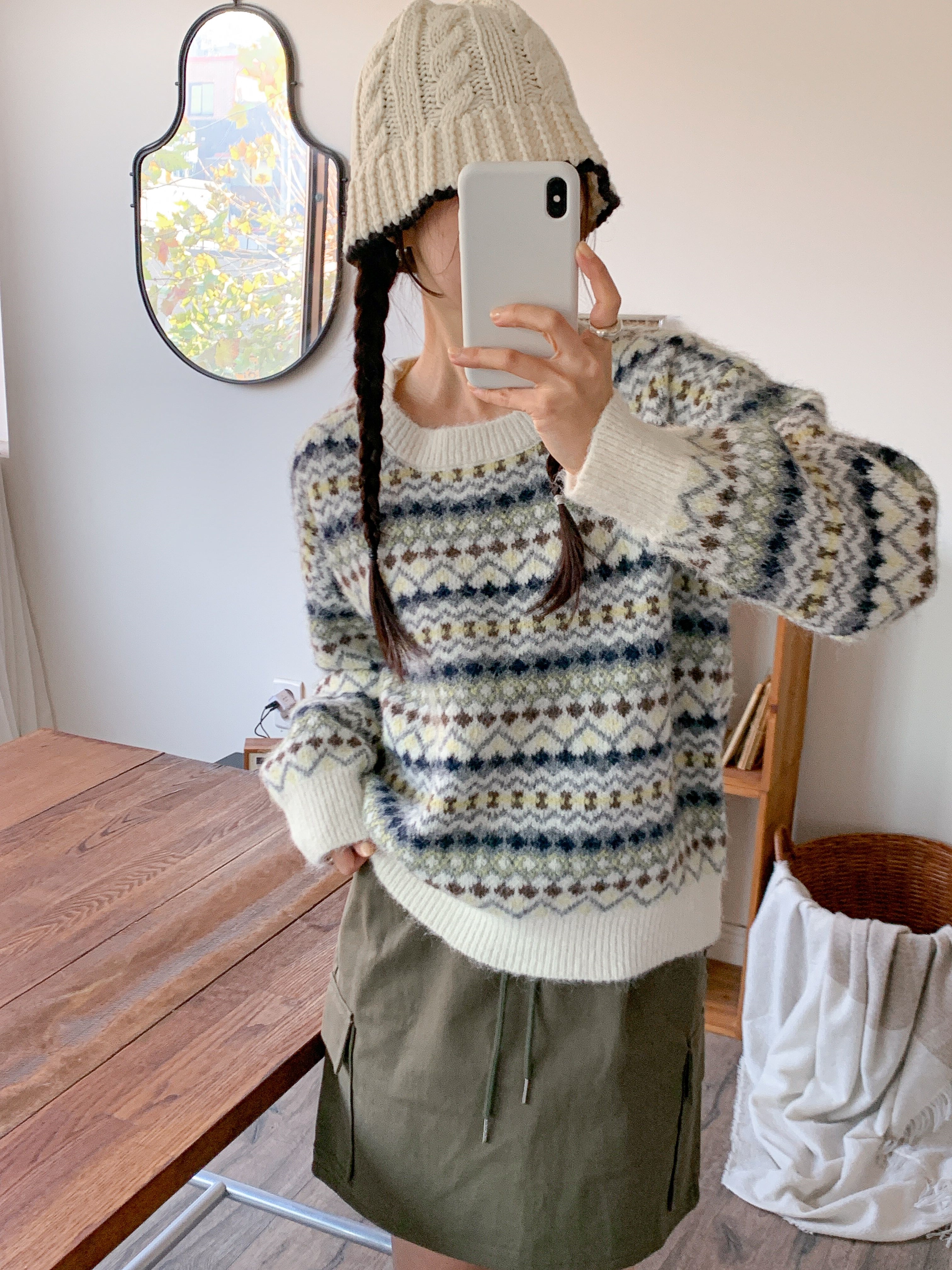 ウール混ラウンドネックルーズカラーニット | 詳細画像17