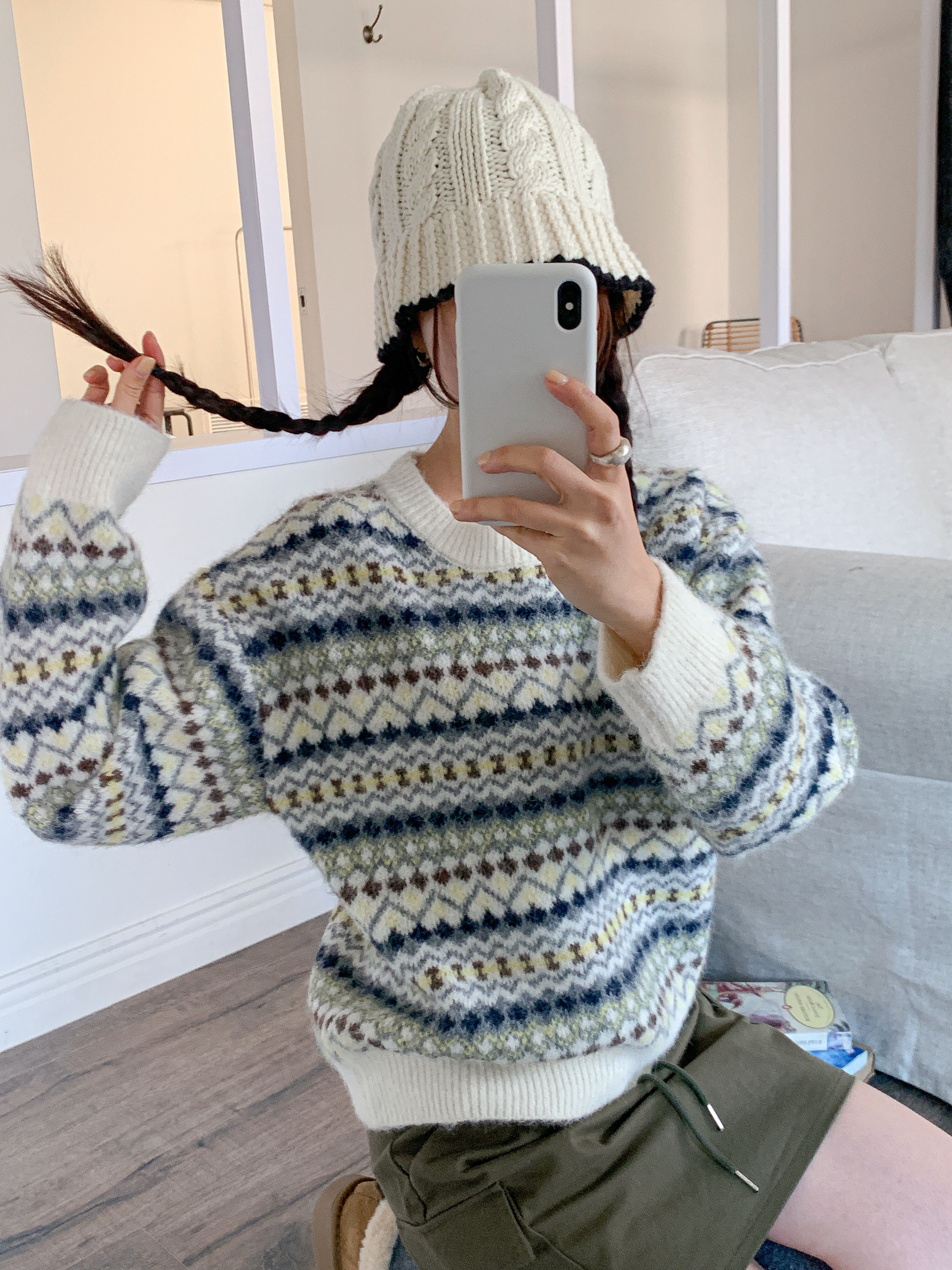 ウール混ラウンドネックルーズカラーニット | 詳細画像20