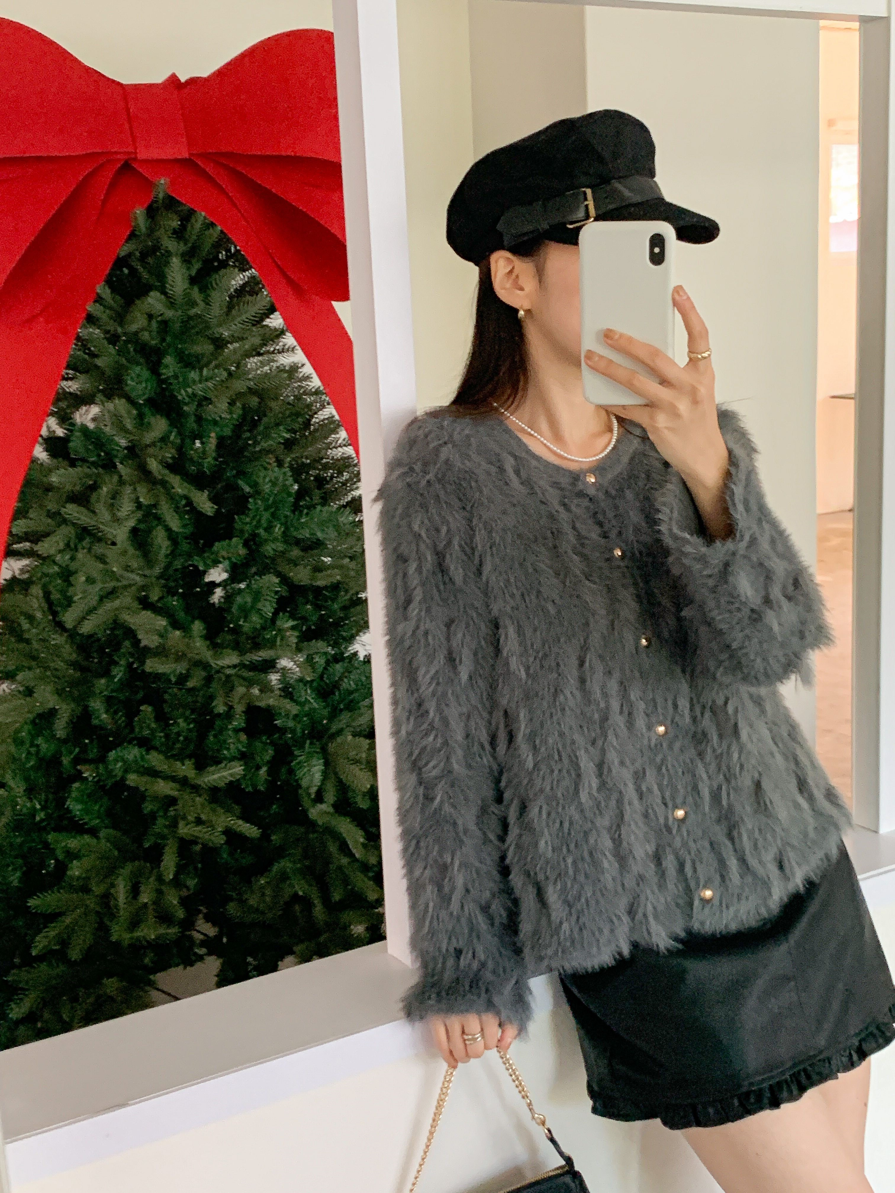 エコファーボタンラウンドネックカラーカーディガン | 詳細画像11