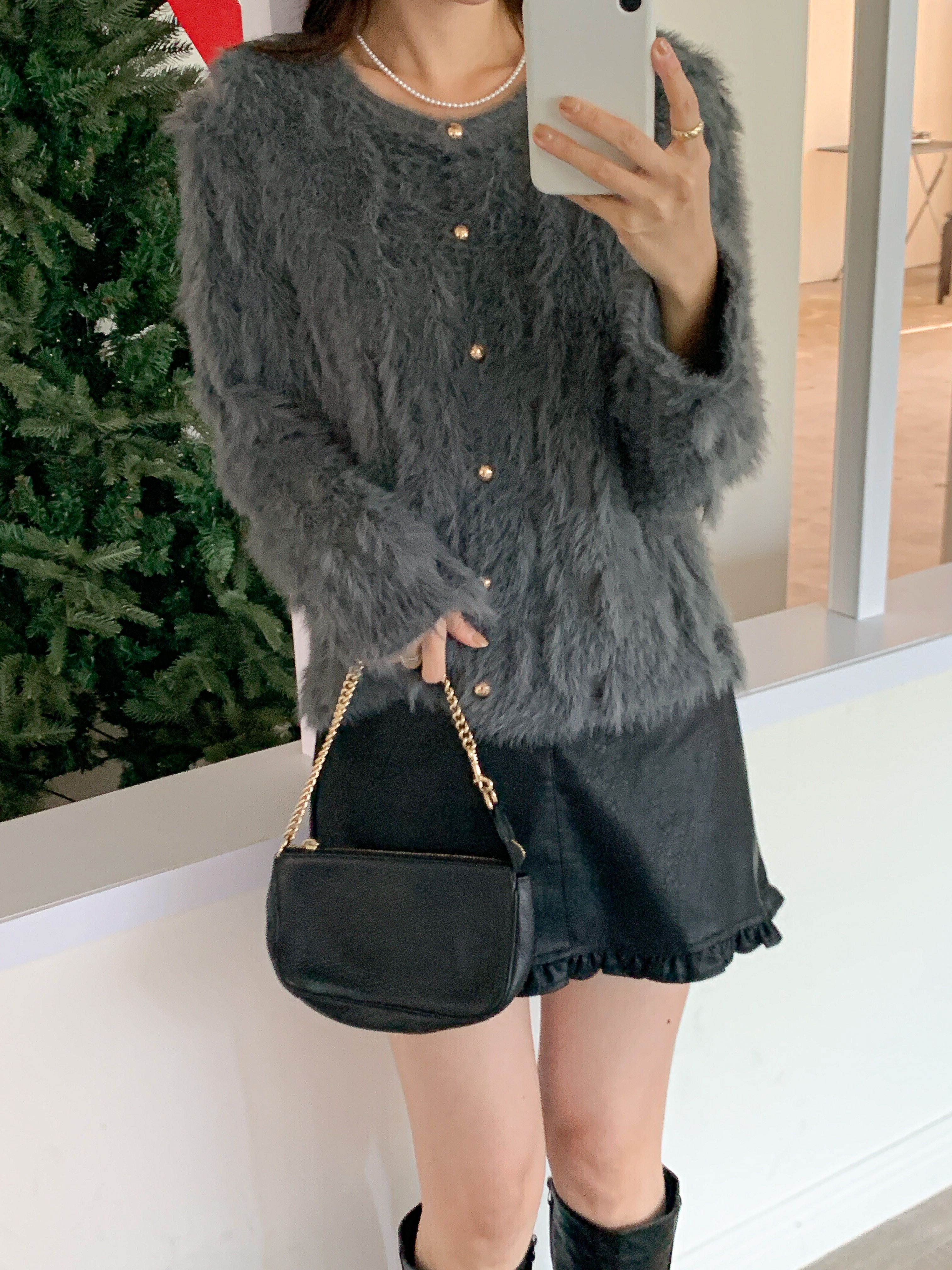 エコファーボタンラウンドネックカラーカーディガン | 詳細画像12