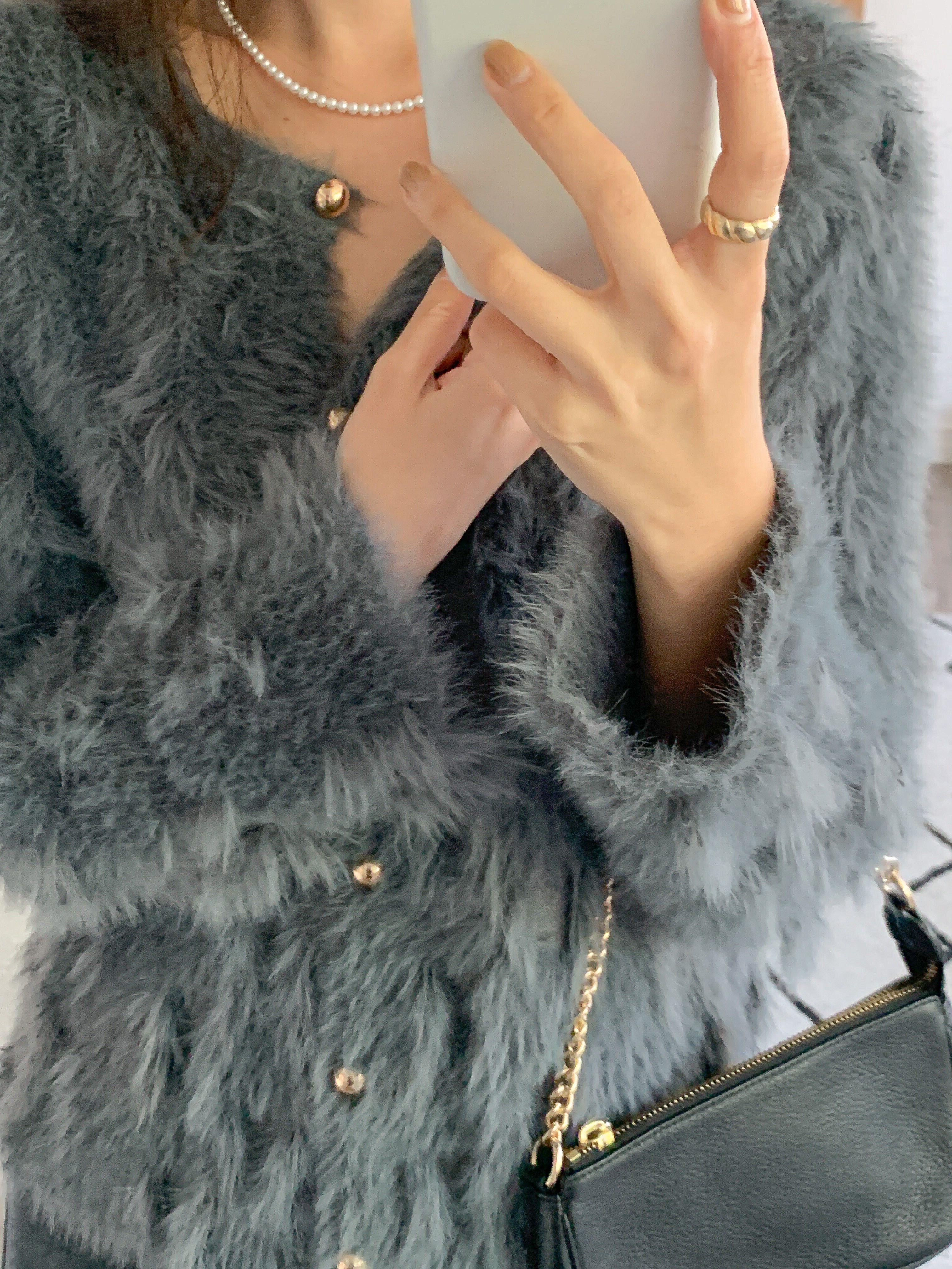 エコファーボタンラウンドネックカラーカーディガン | 詳細画像14