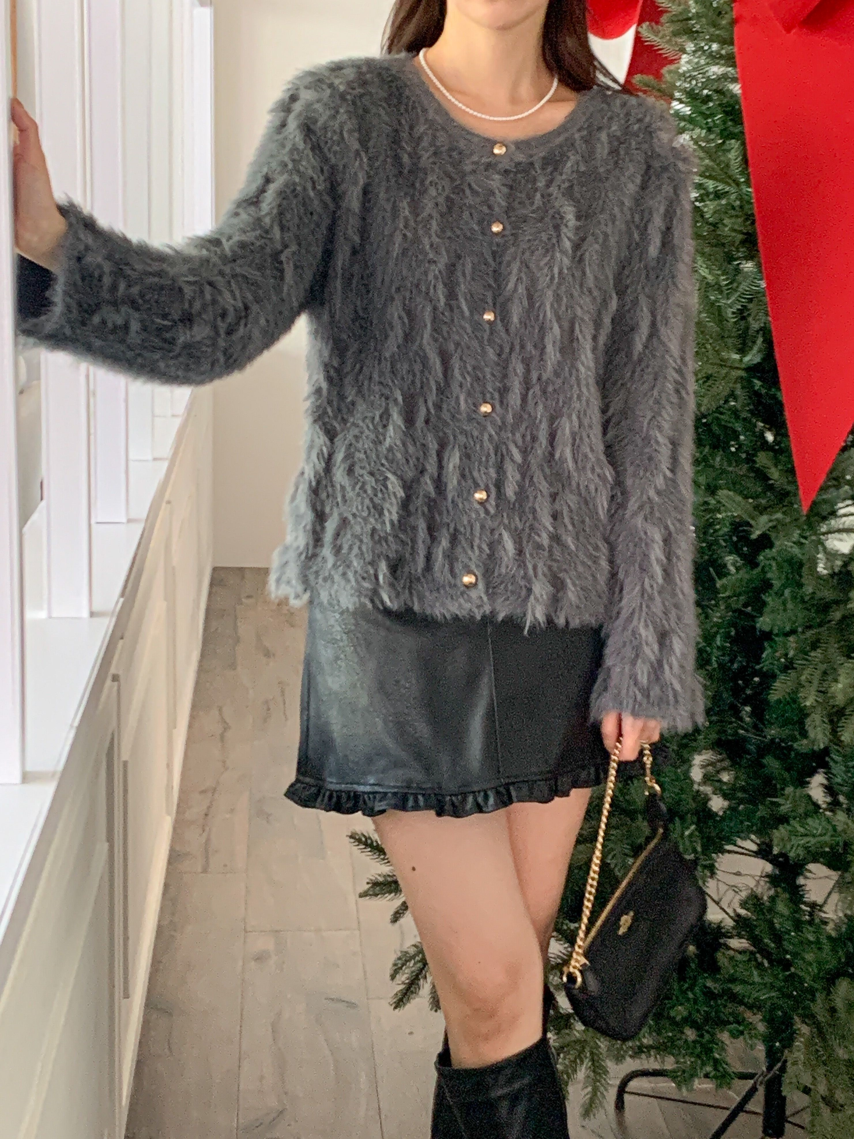 エコファーボタンラウンドネックカラーカーディガン | 詳細画像16