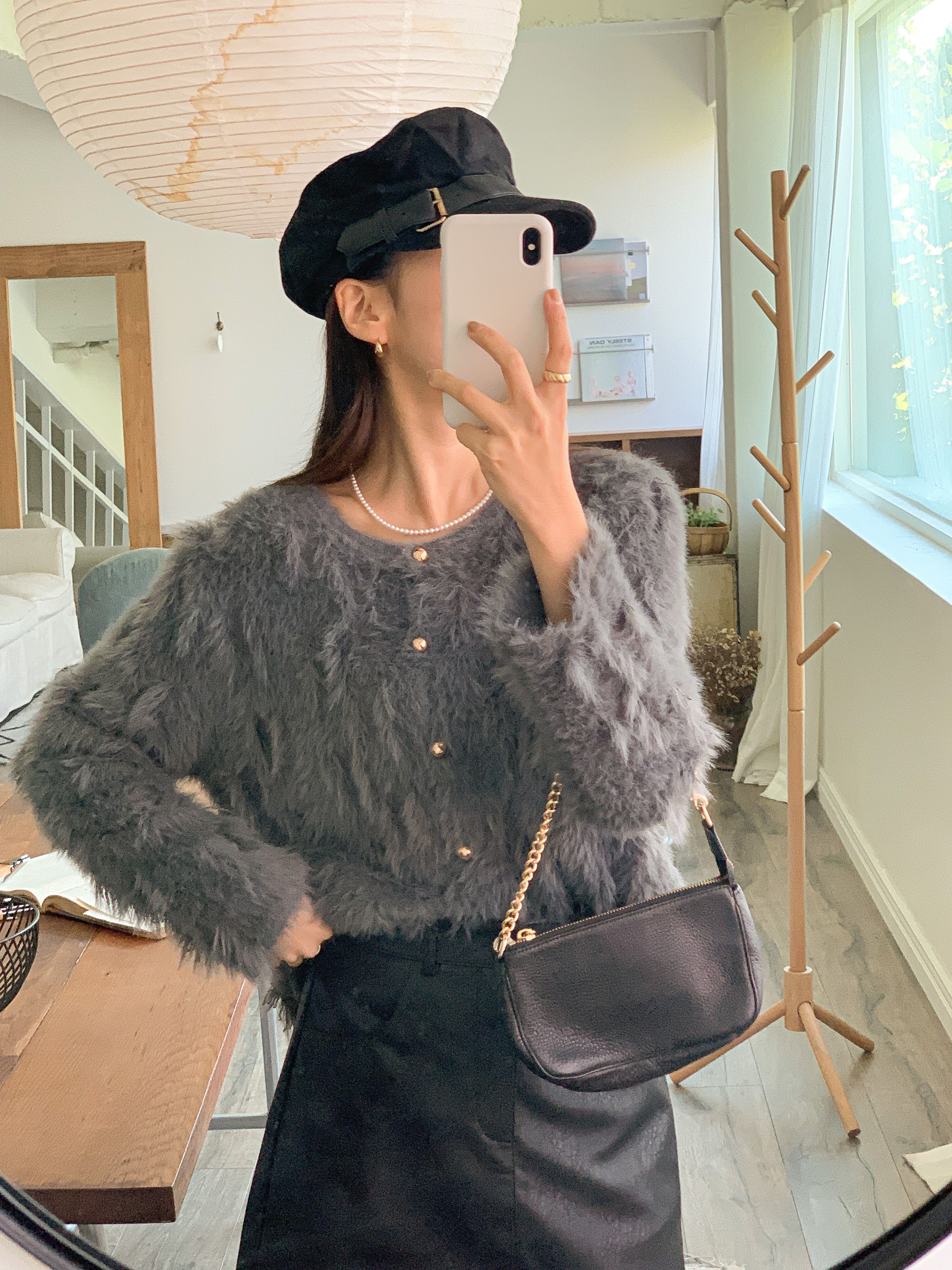 エコファーボタンラウンドネックカラーカーディガン | 詳細画像17