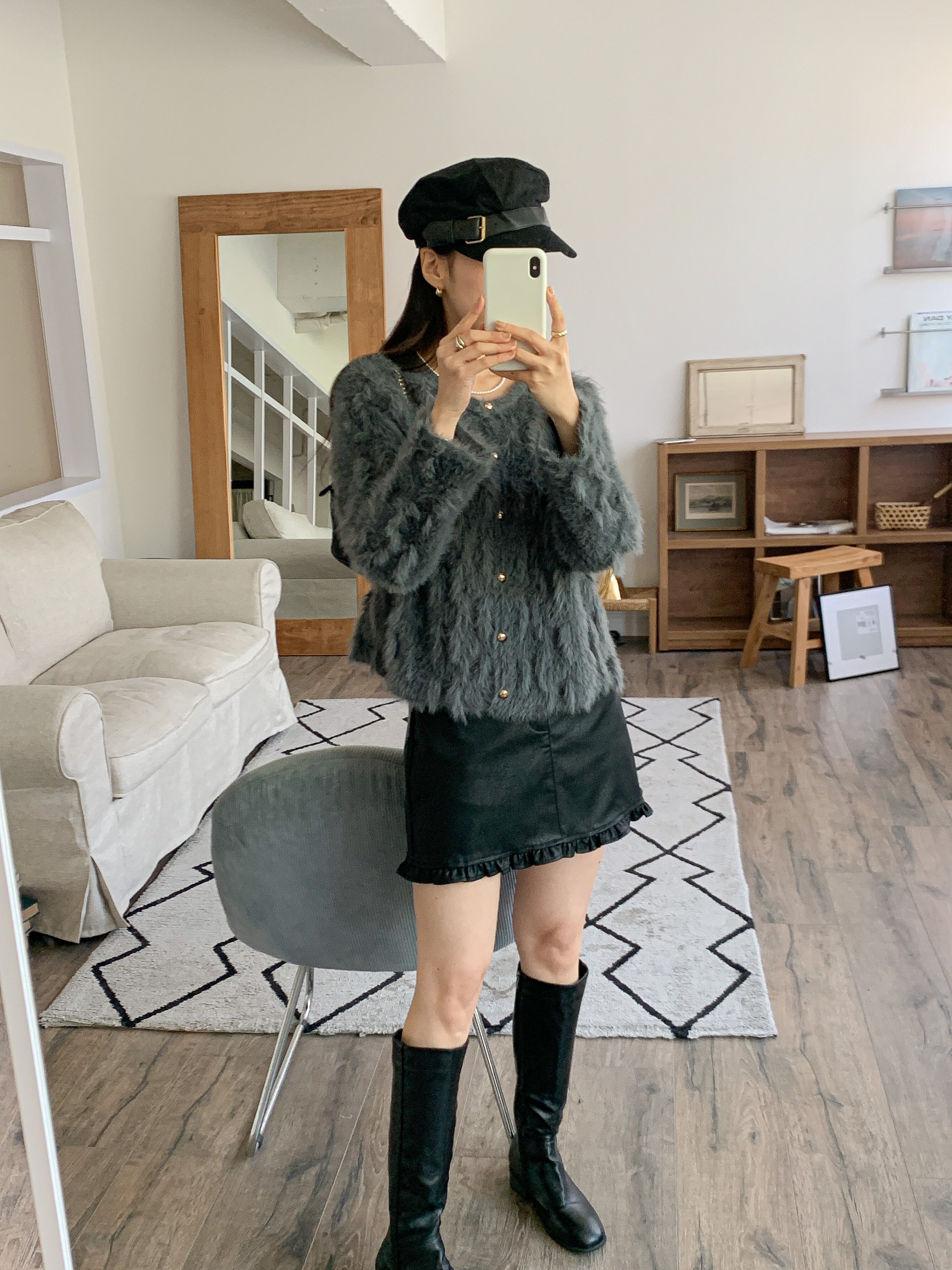 エコファーボタンラウンドネックカラーカーディガン | 詳細画像19