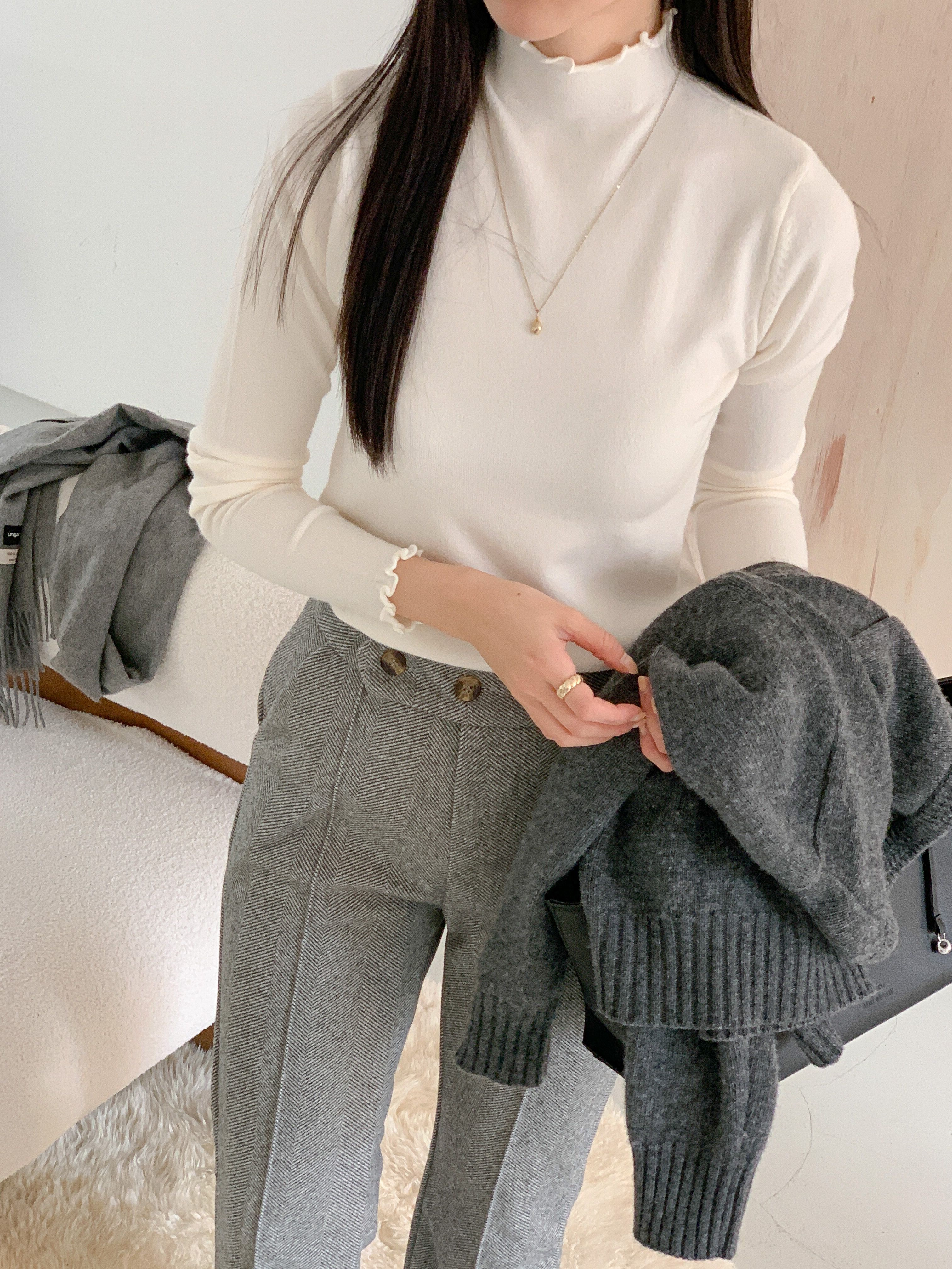 ハーフネックメロウ長袖カラーニット | 詳細画像2