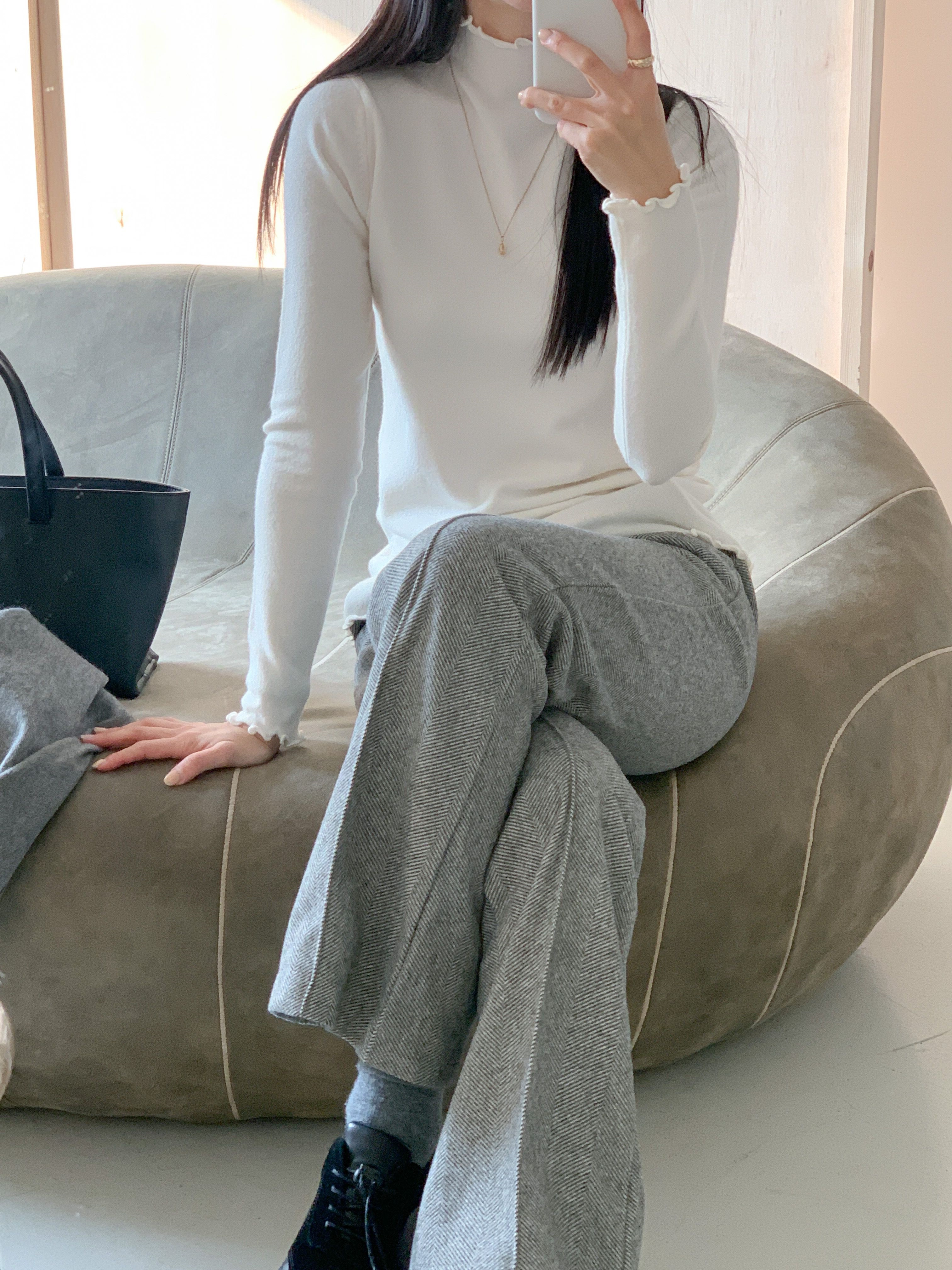 ハーフネックメロウ長袖カラーニット | 詳細画像3