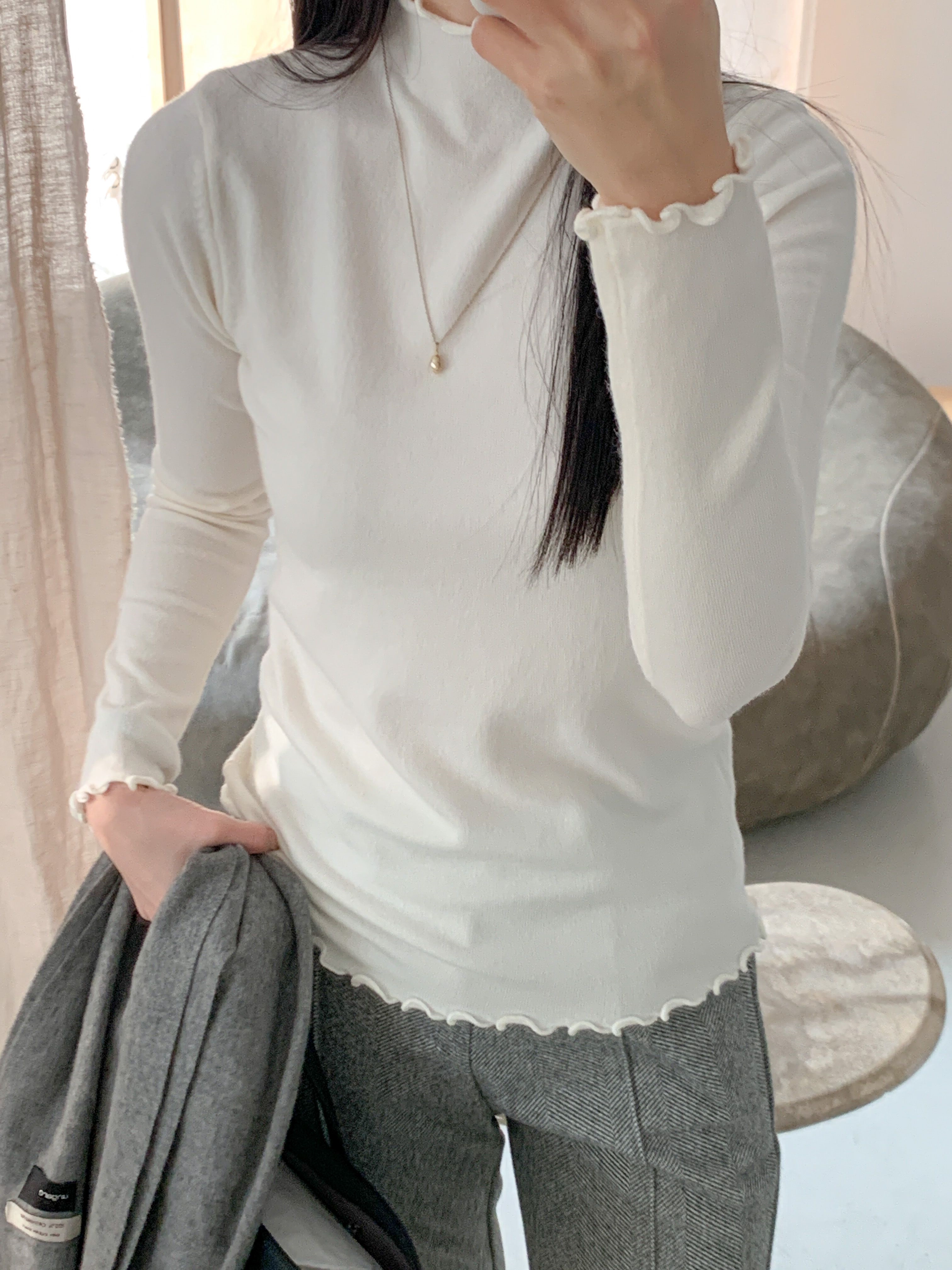 ハーフネックメロウ長袖カラーニット | 詳細画像5