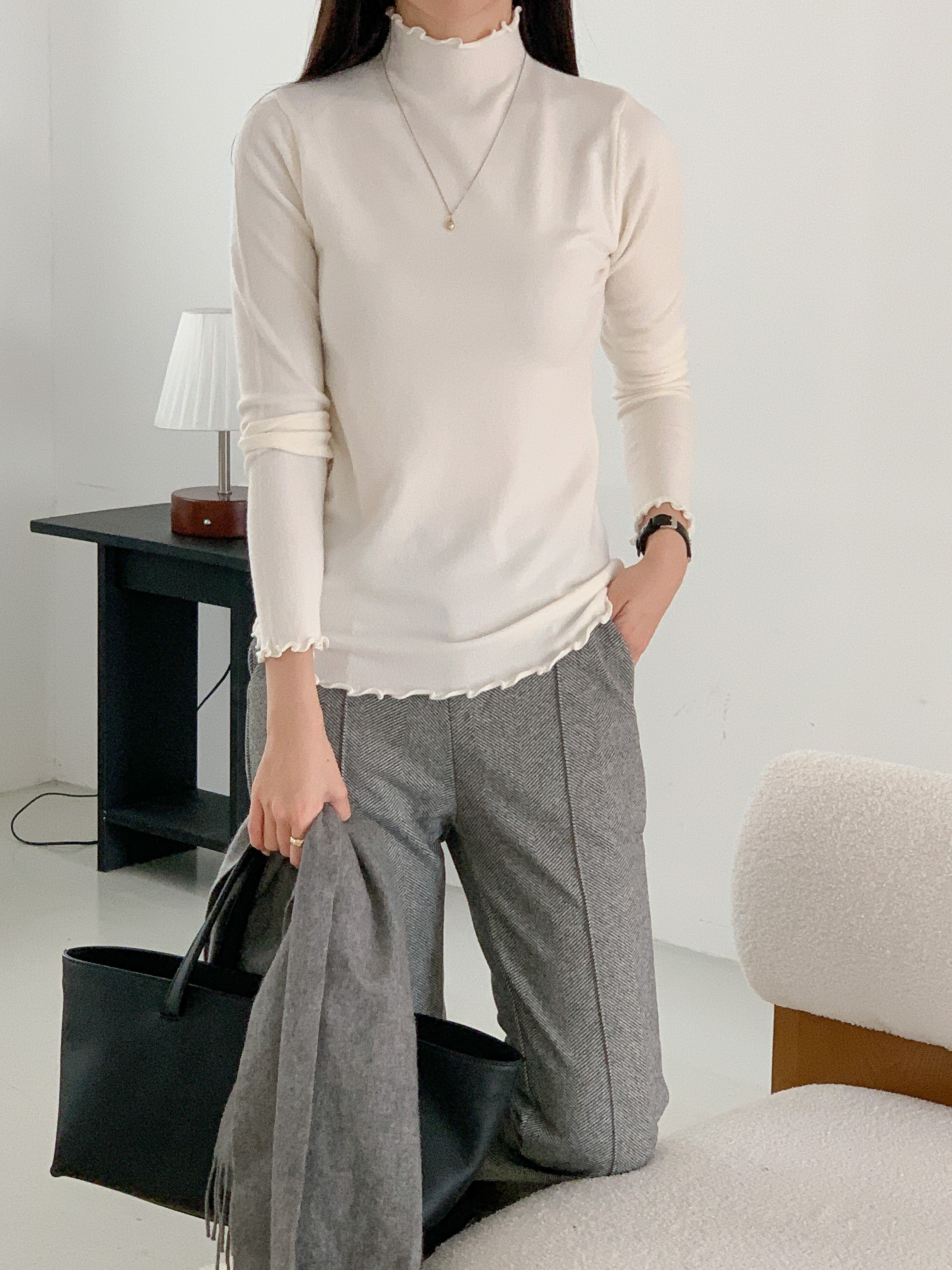 ハーフネックメロウ長袖カラーニット | 詳細画像7