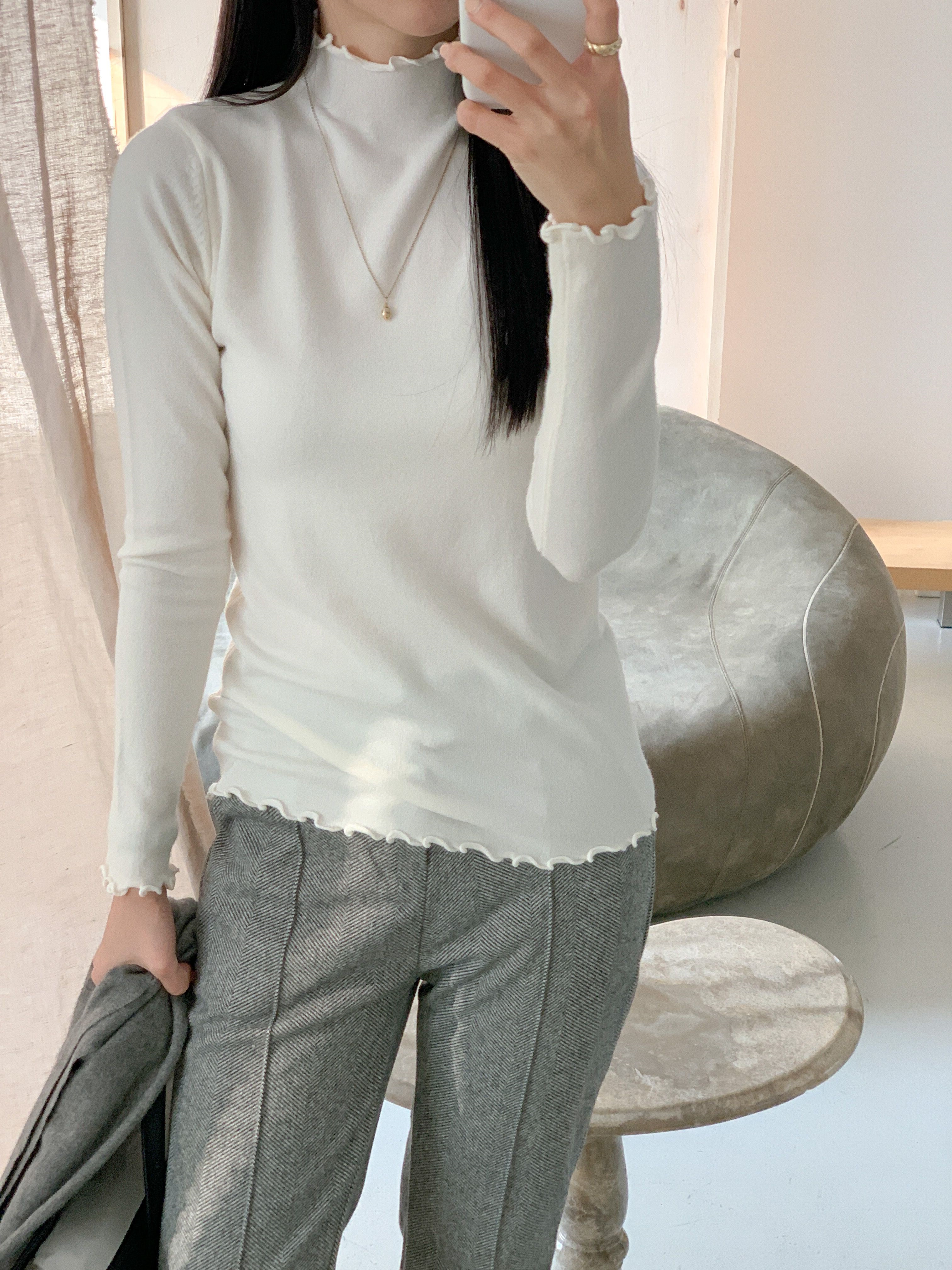 ハーフネックメロウ長袖カラーニット | 詳細画像10