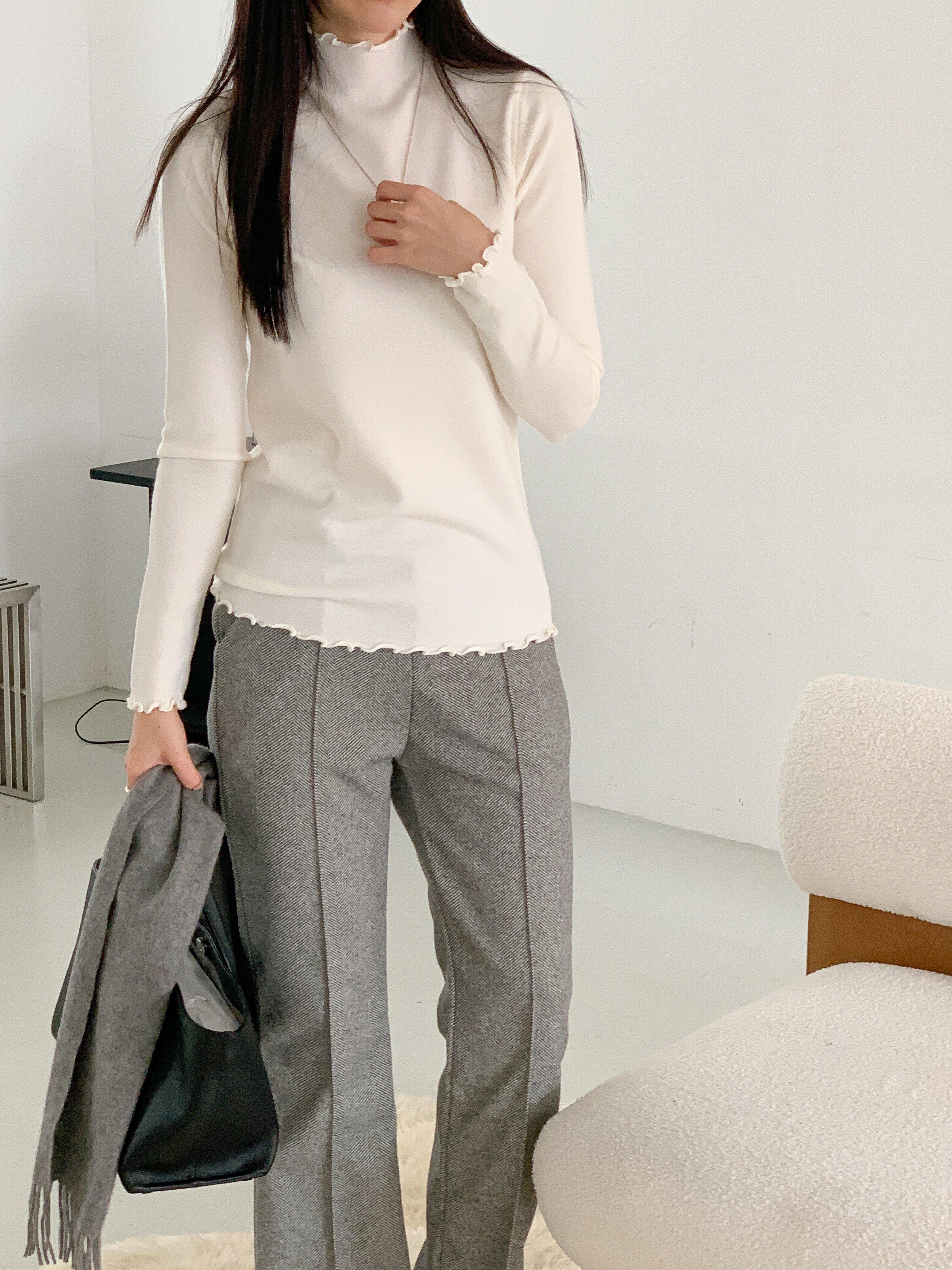 ハーフネックメロウ長袖カラーニット | 詳細画像14