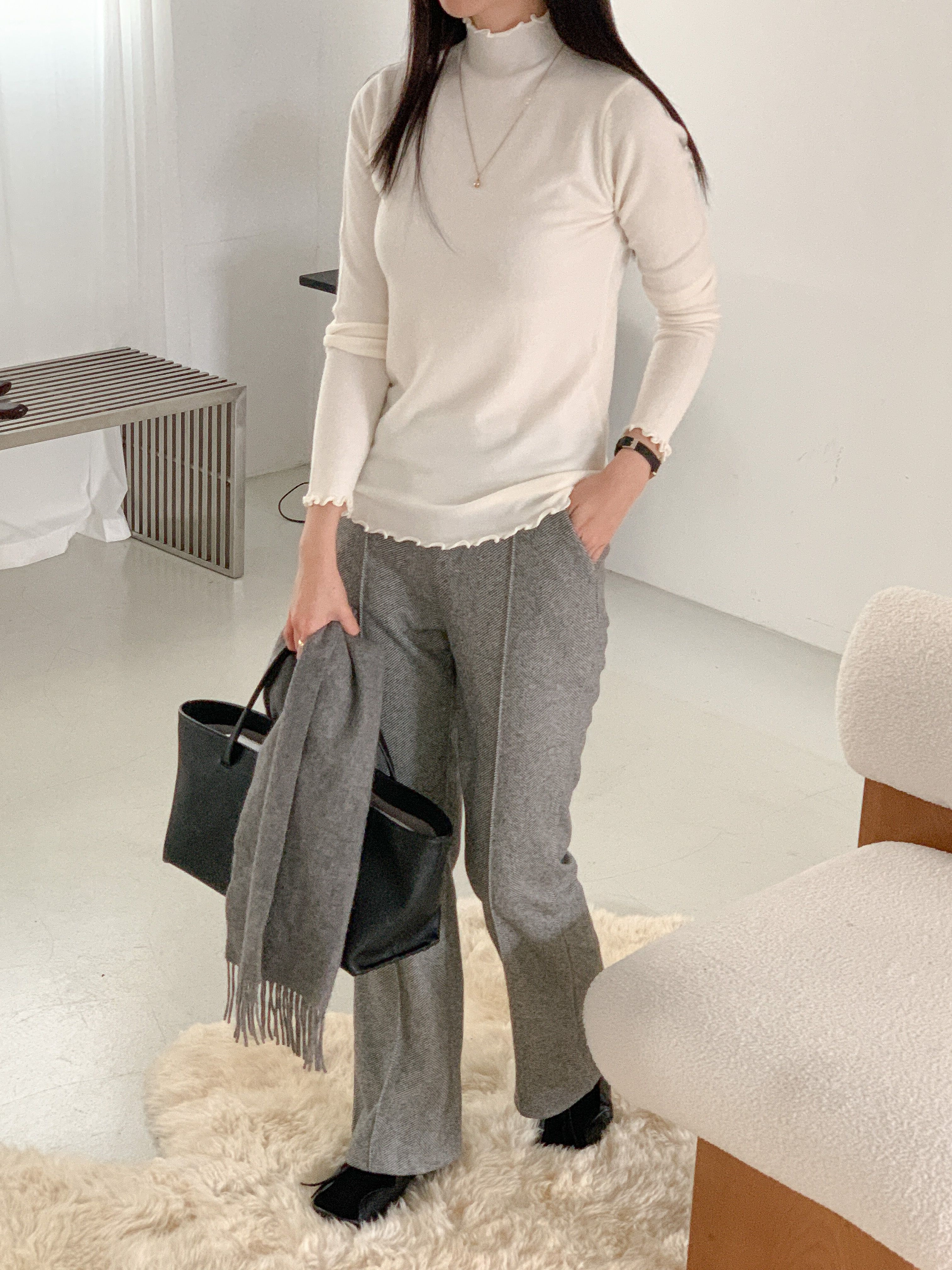 ハーフネックメロウ長袖カラーニット | 詳細画像16