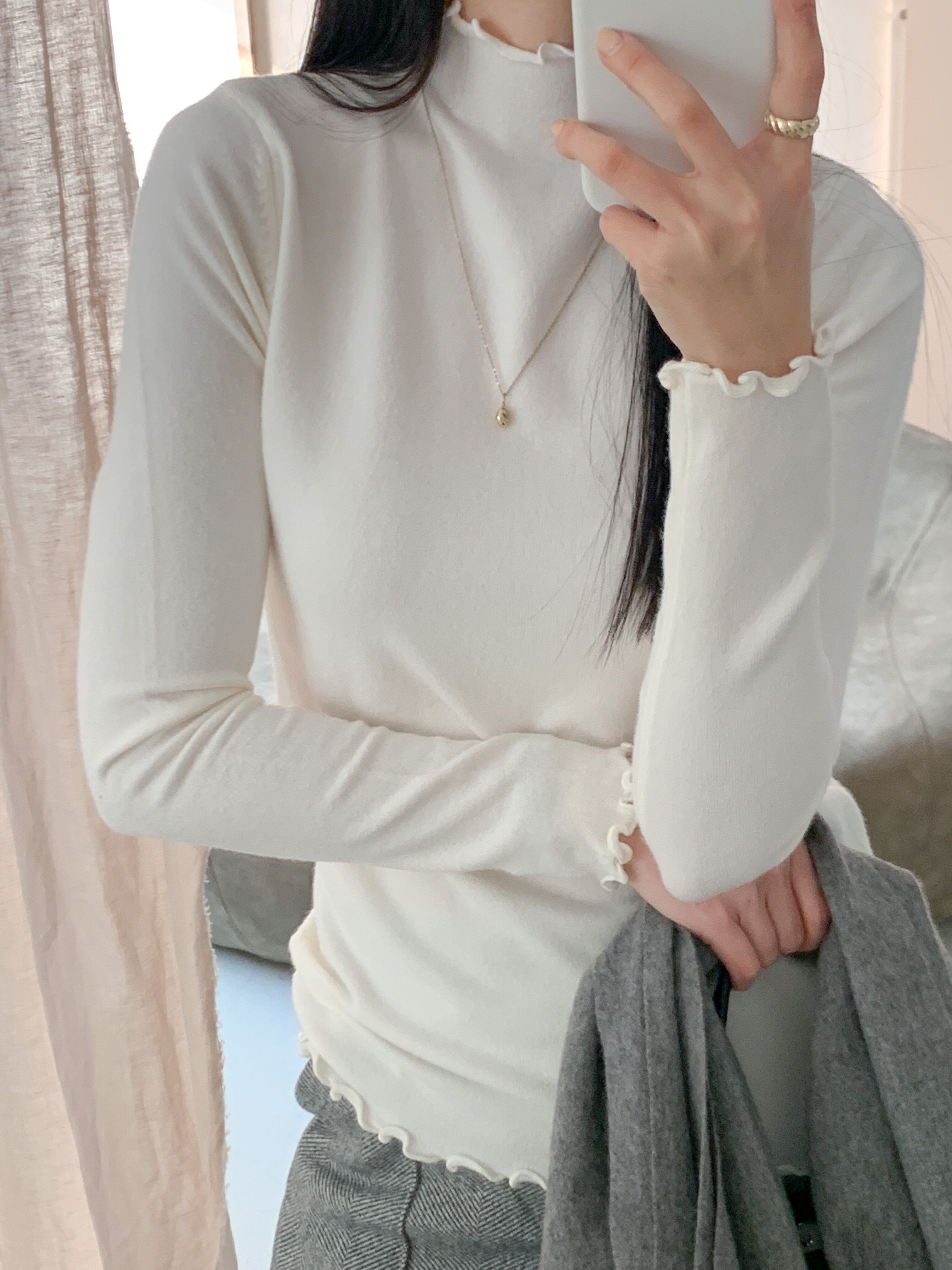 ハーフネックメロウ長袖カラーニット | 詳細画像17