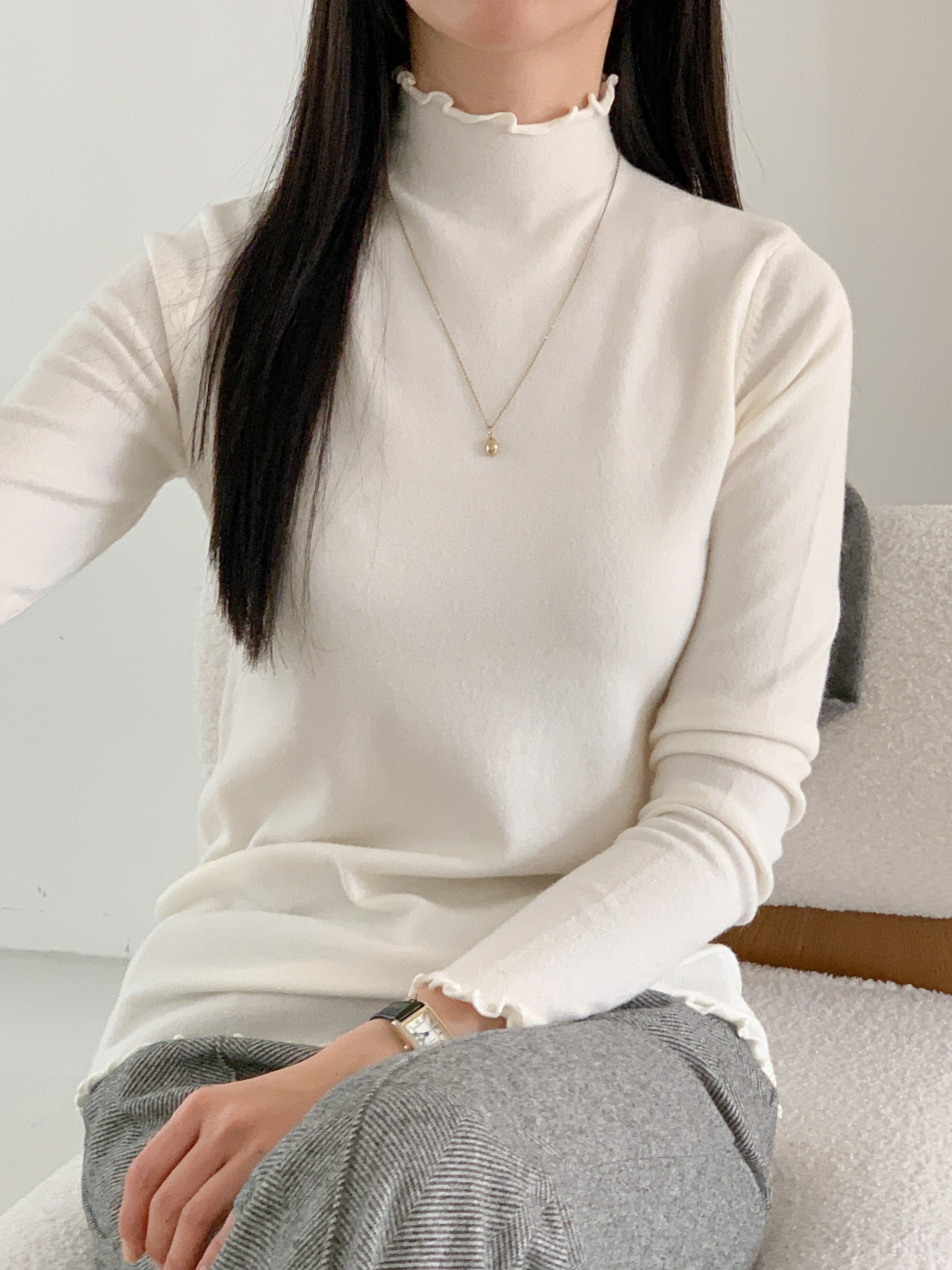 ハーフネックメロウ長袖カラーニット | 詳細画像19