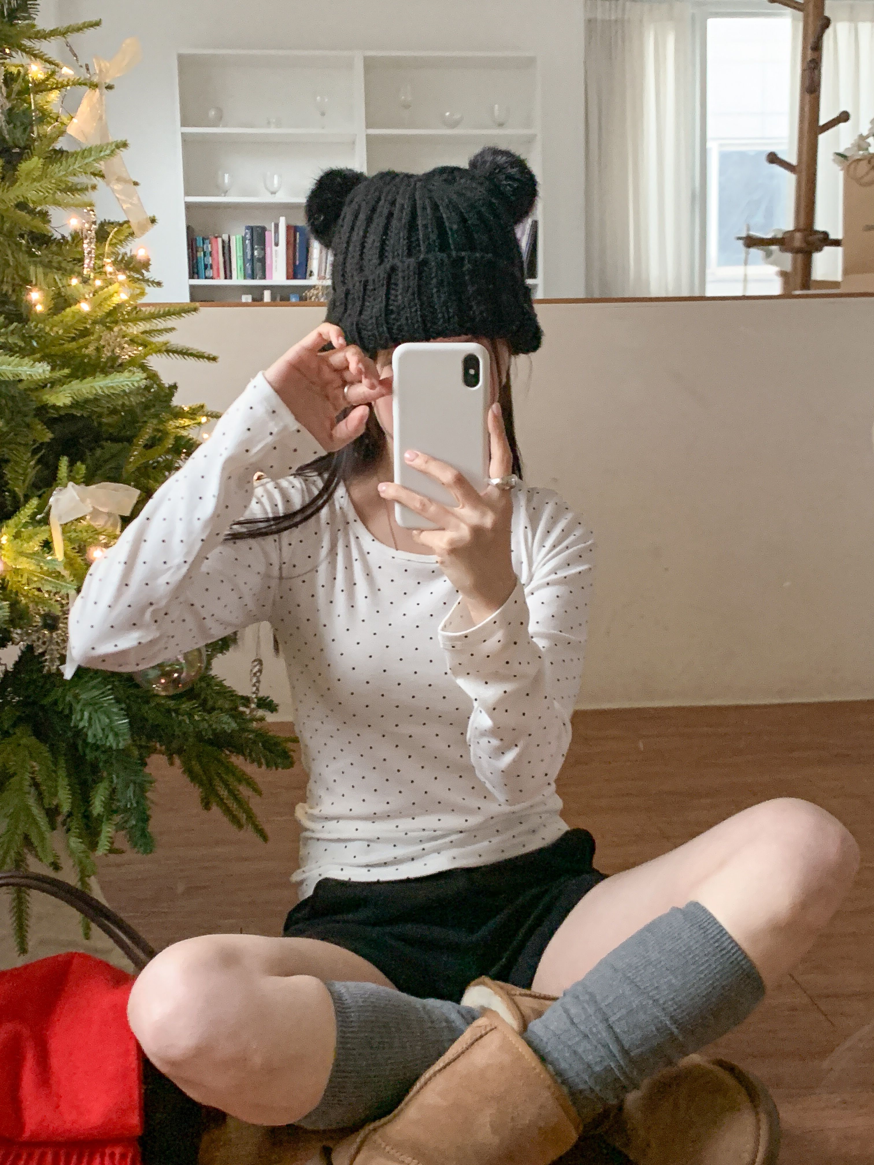 ラウンドネックスリム長袖ドットカラーTシャツ | 詳細画像6