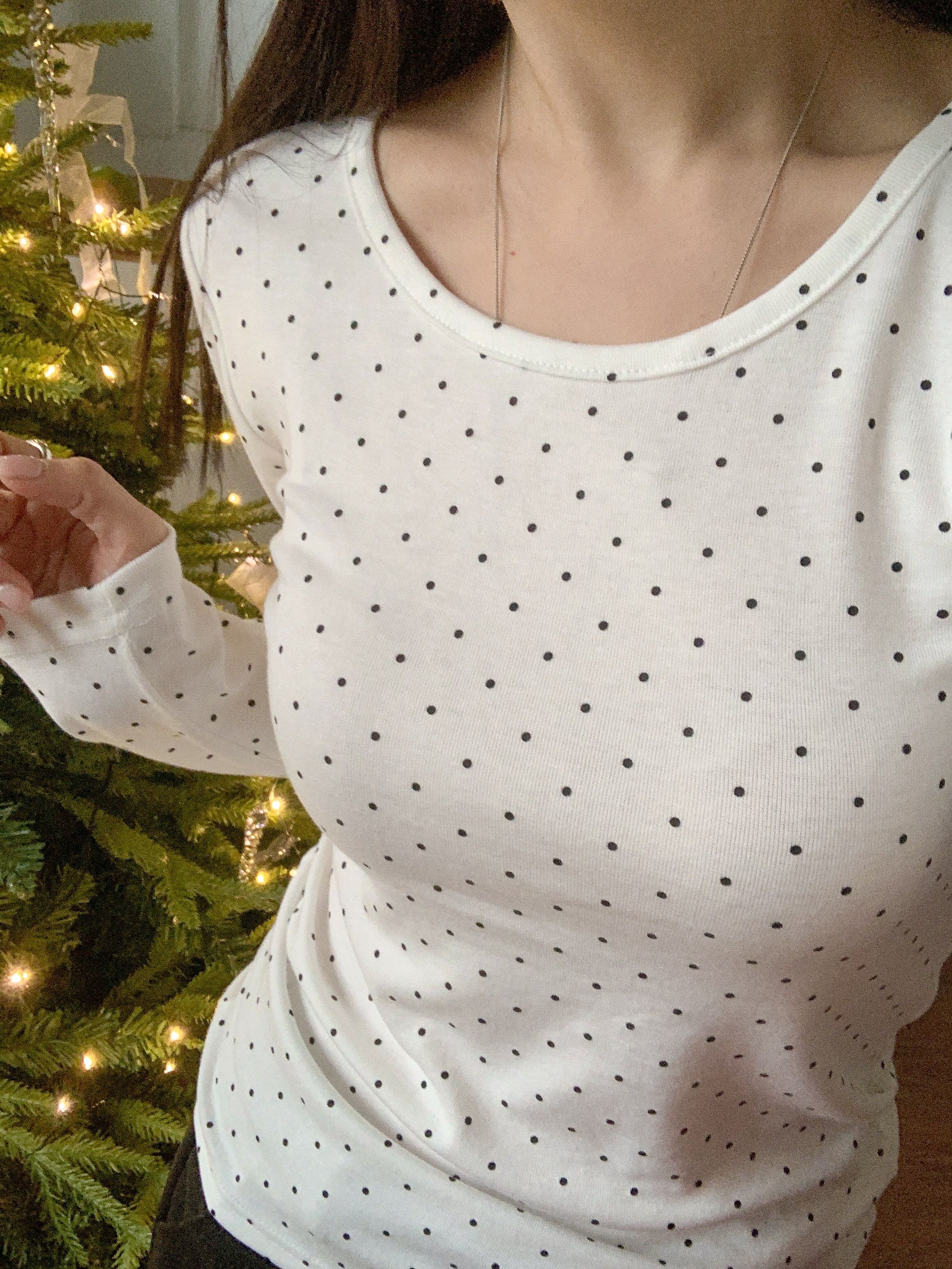 ラウンドネックスリム長袖ドットカラーTシャツ | 詳細画像7