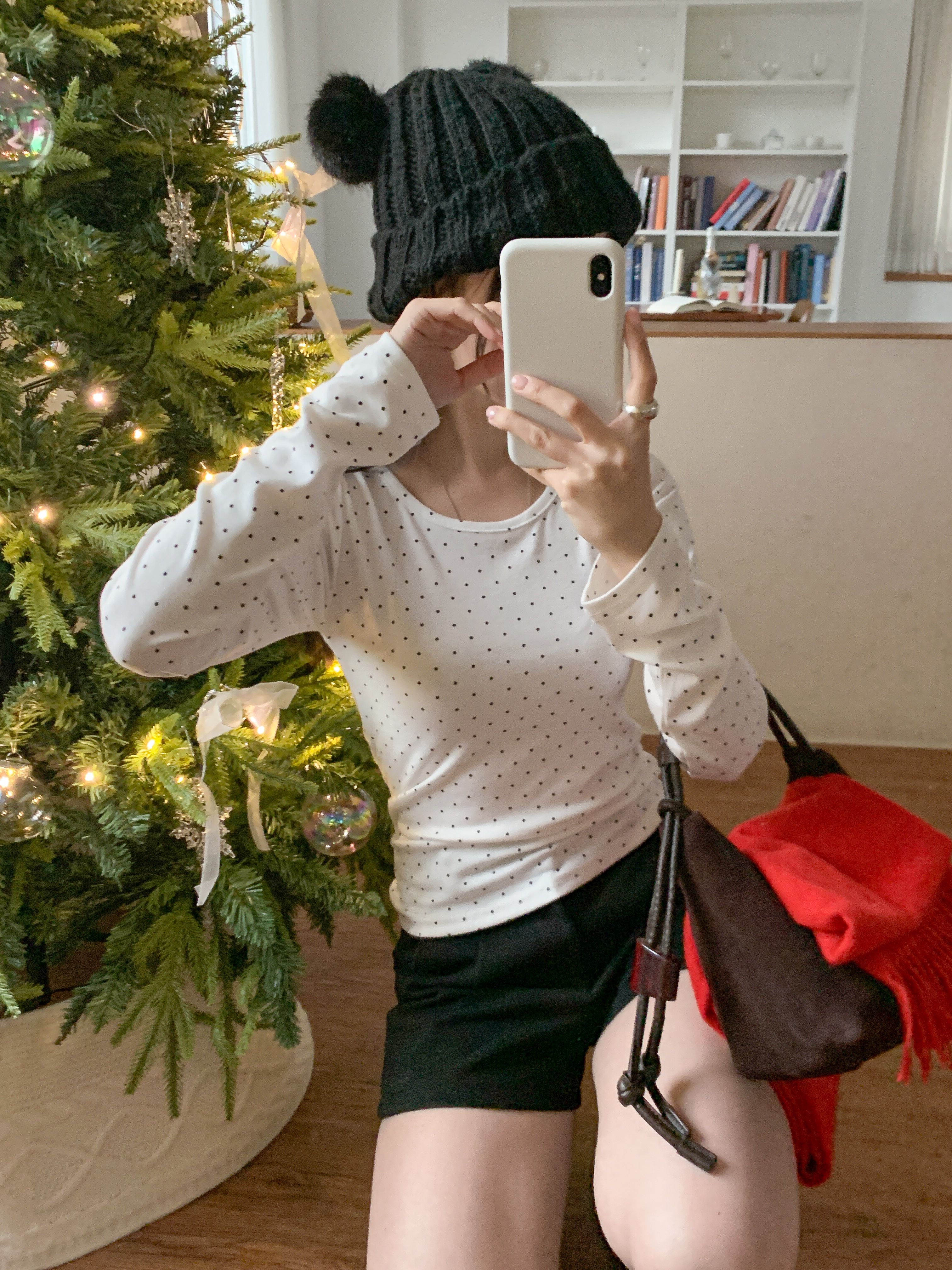 ラウンドネックスリム長袖ドットカラーTシャツ | 詳細画像9