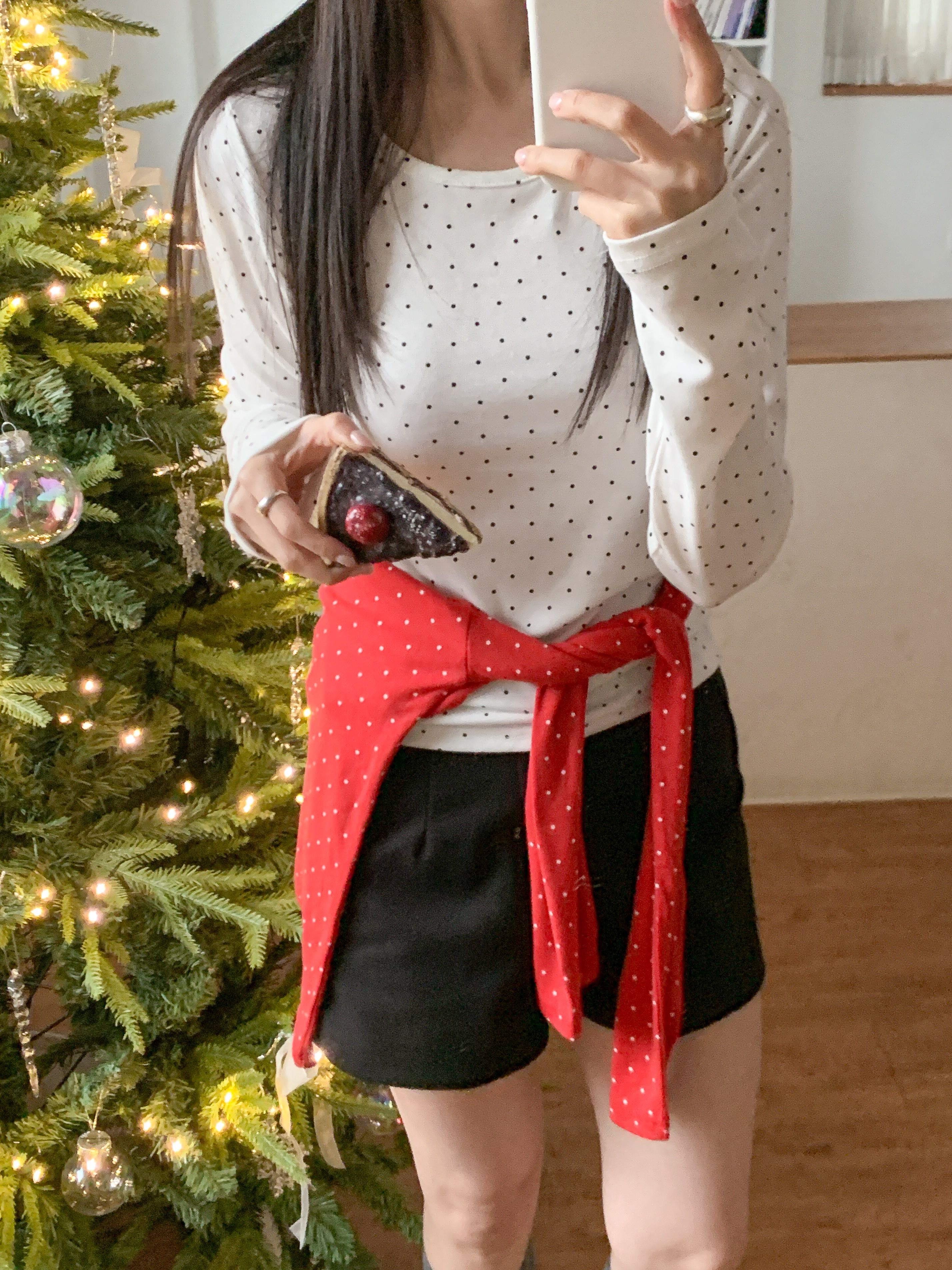 ラウンドネックスリム長袖ドットカラーTシャツ | 詳細画像12