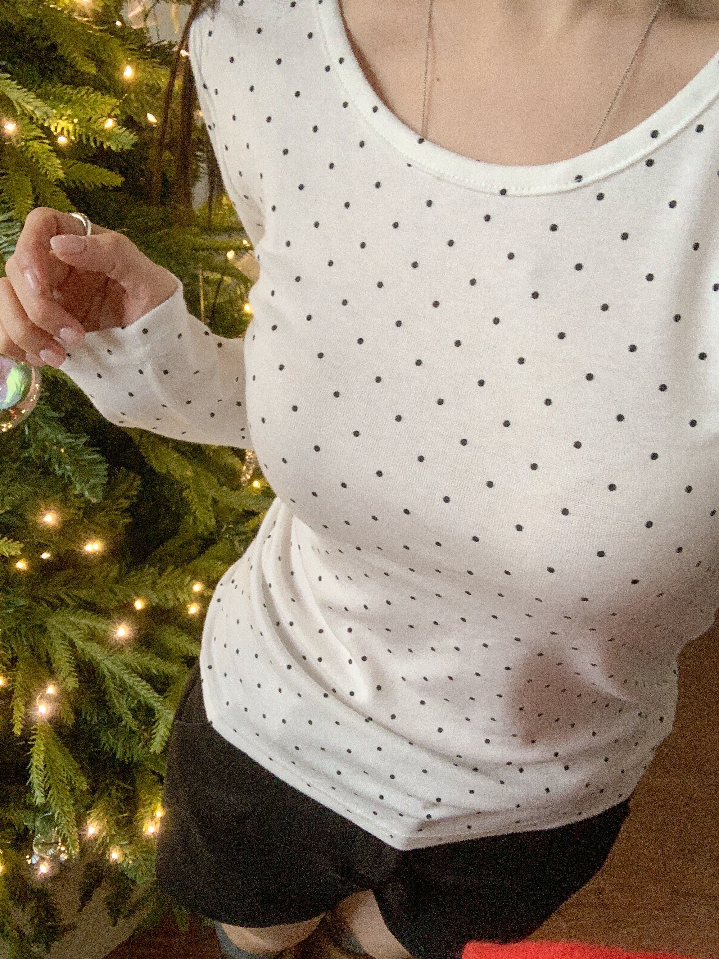 ラウンドネックスリム長袖ドットカラーTシャツ | 詳細画像13