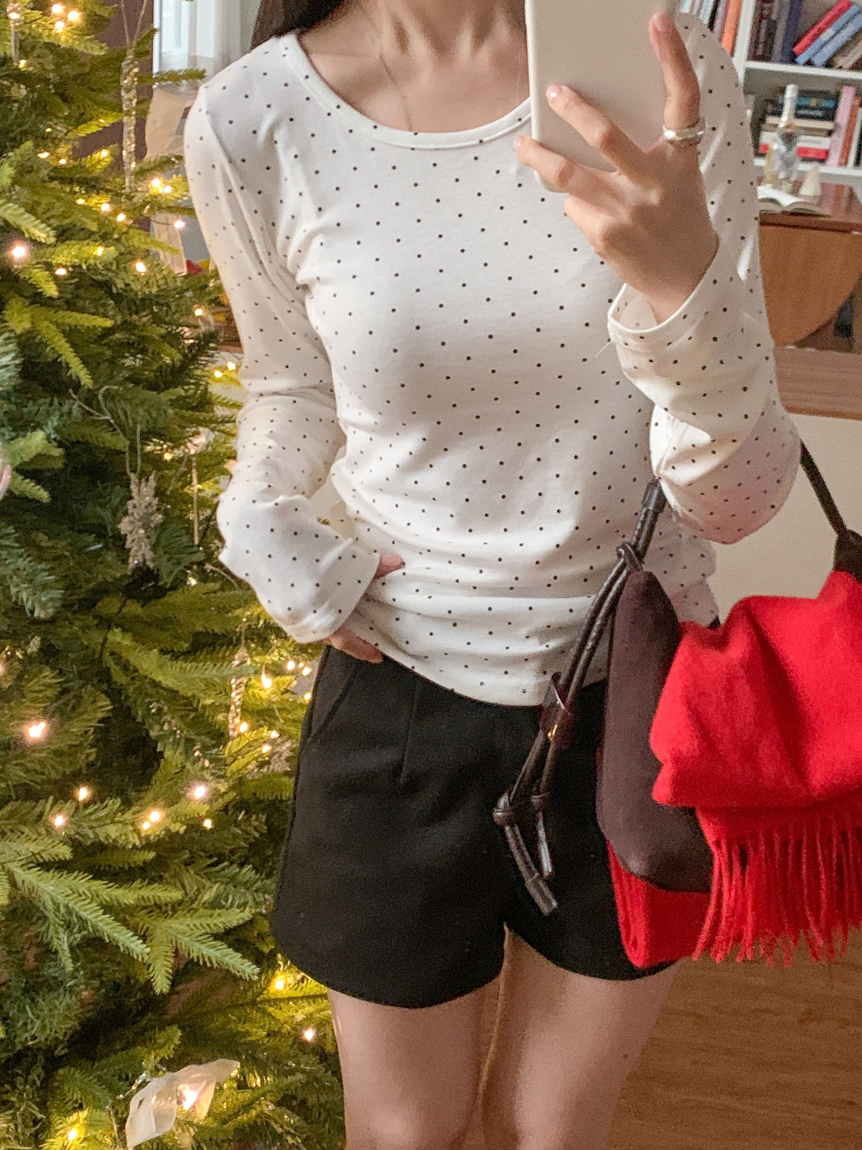 ラウンドネックスリム長袖ドットカラーTシャツ | 詳細画像18