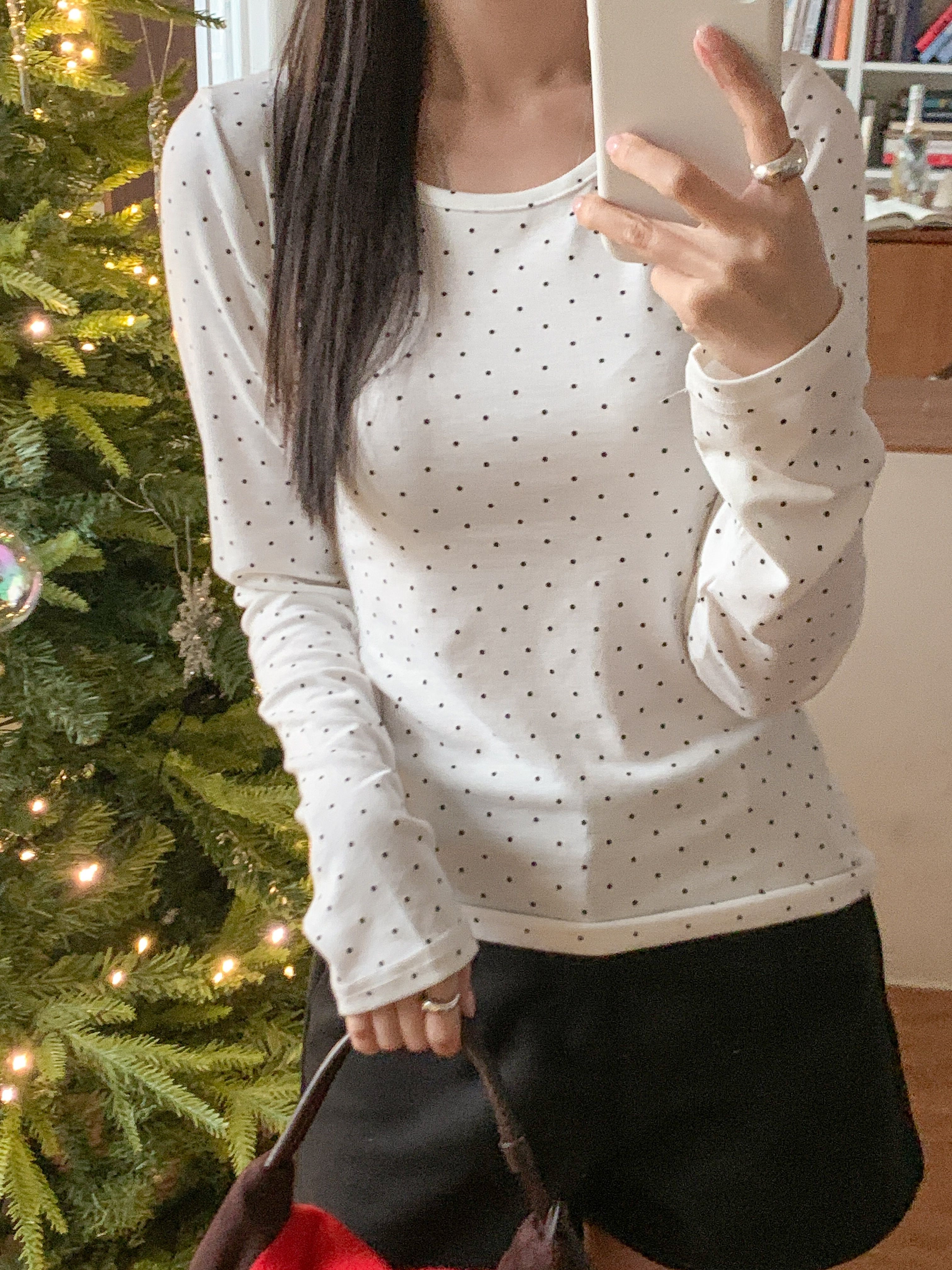 ラウンドネックスリム長袖ドットカラーTシャツ | 詳細画像19