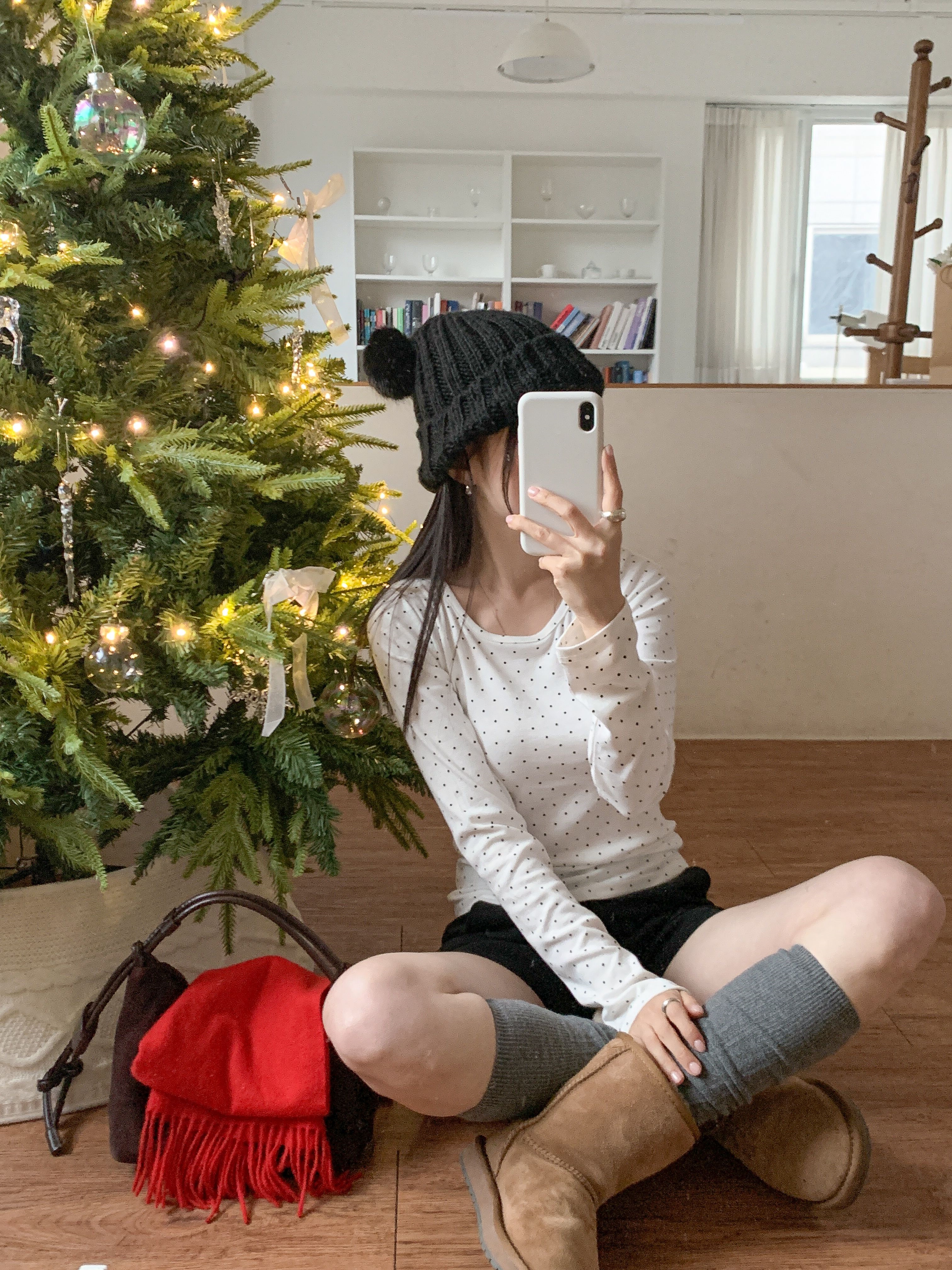 ラウンドネックスリム長袖ドットカラーTシャツ | 詳細画像20