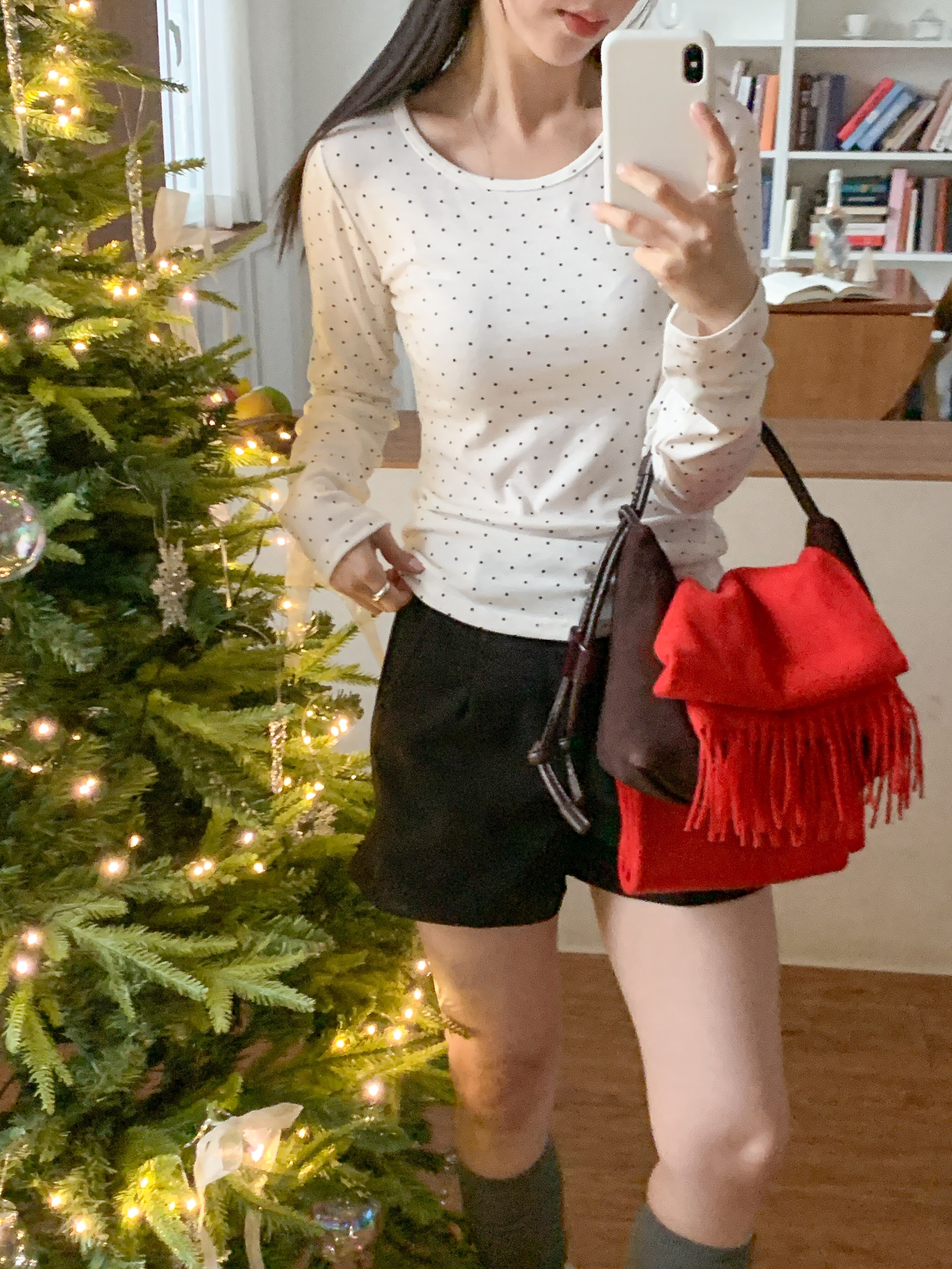 ラウンドネックスリム長袖ドットカラーTシャツ | 詳細画像21