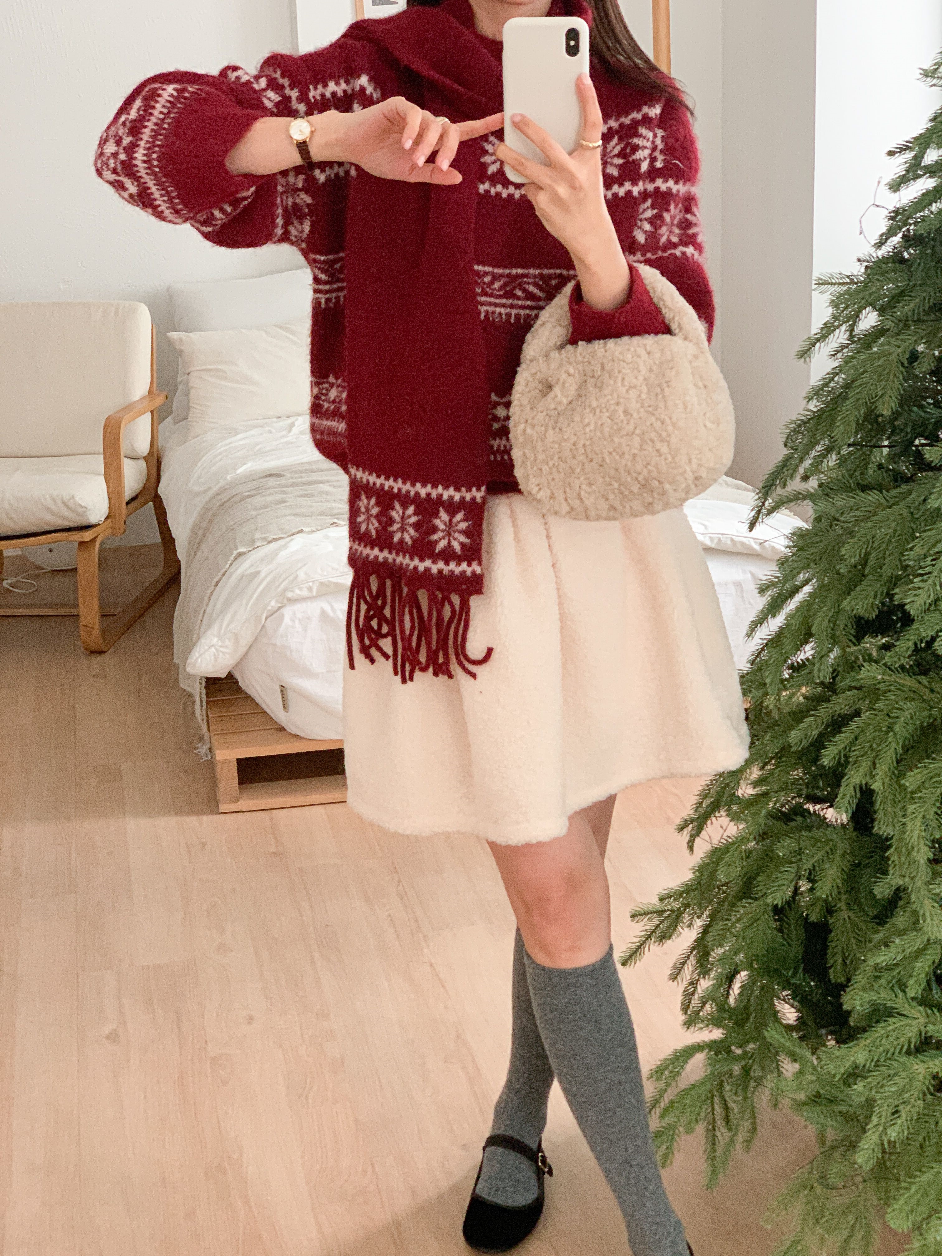 ウール混ラウンドネックルーズカラーニットマフラー付 | 詳細画像7