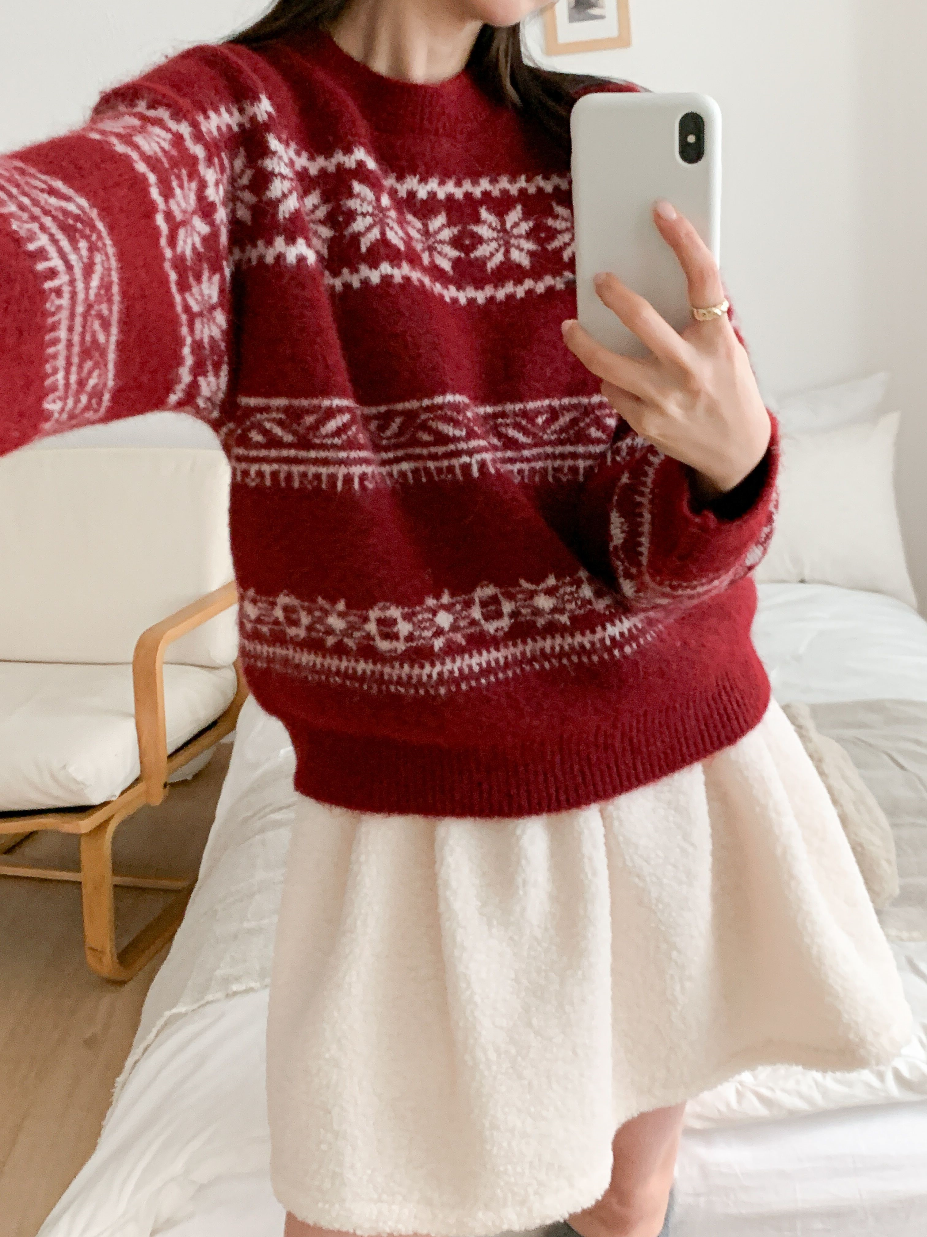 ウール混ラウンドネックルーズカラーニットマフラー付 | 詳細画像8