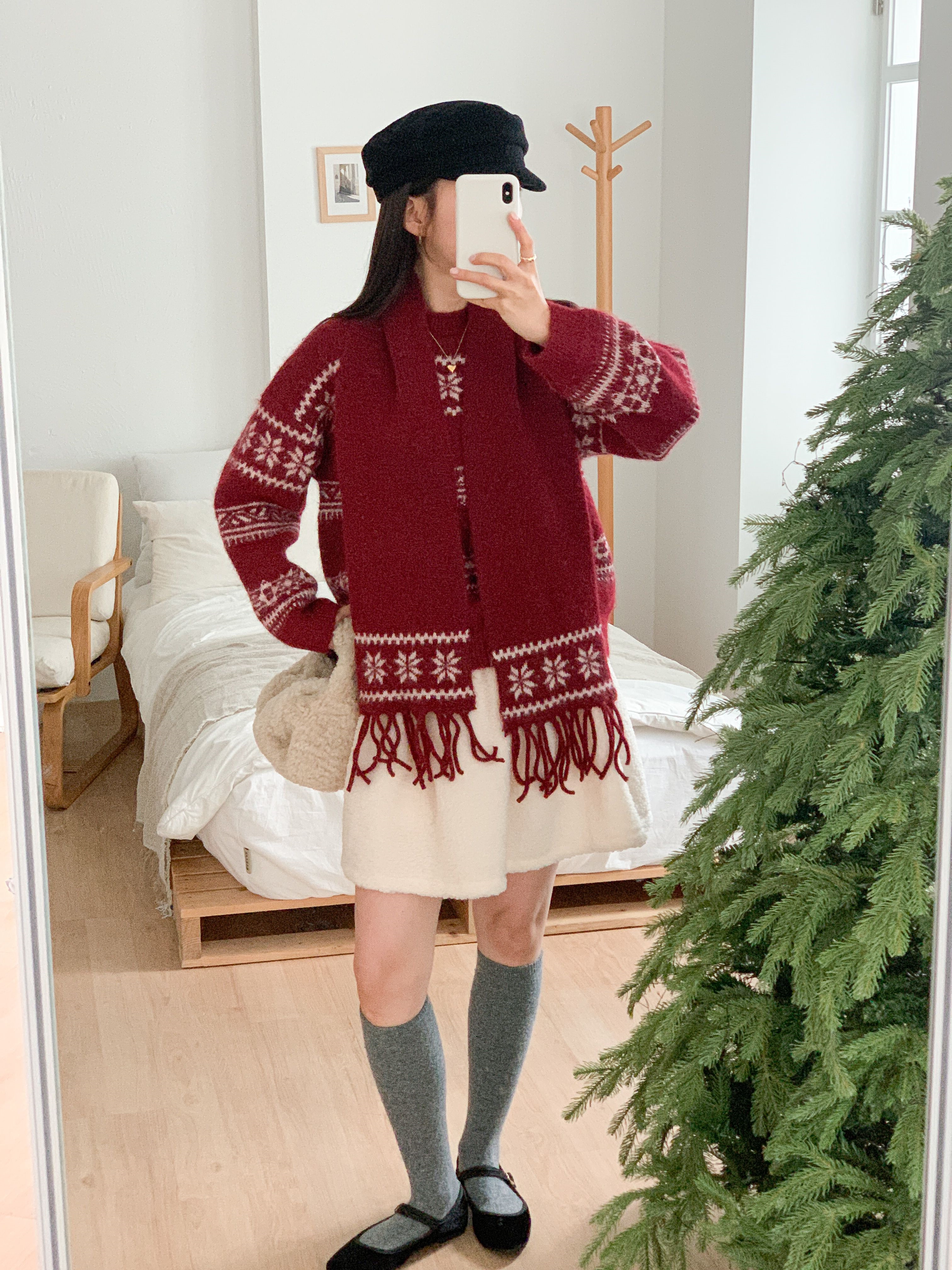 ウール混ラウンドネックルーズカラーニットマフラー付 | 詳細画像10