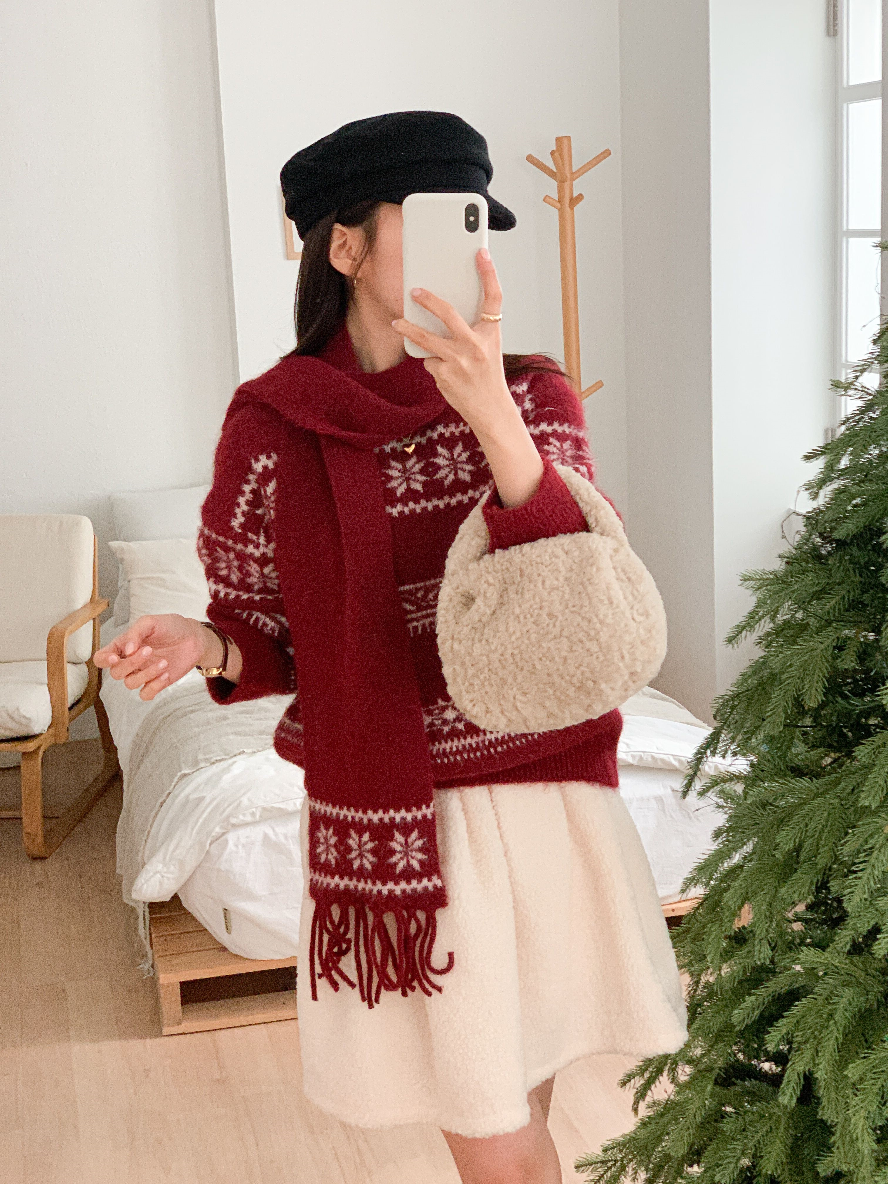 ウール混ラウンドネックルーズカラーニットマフラー付 | 詳細画像12