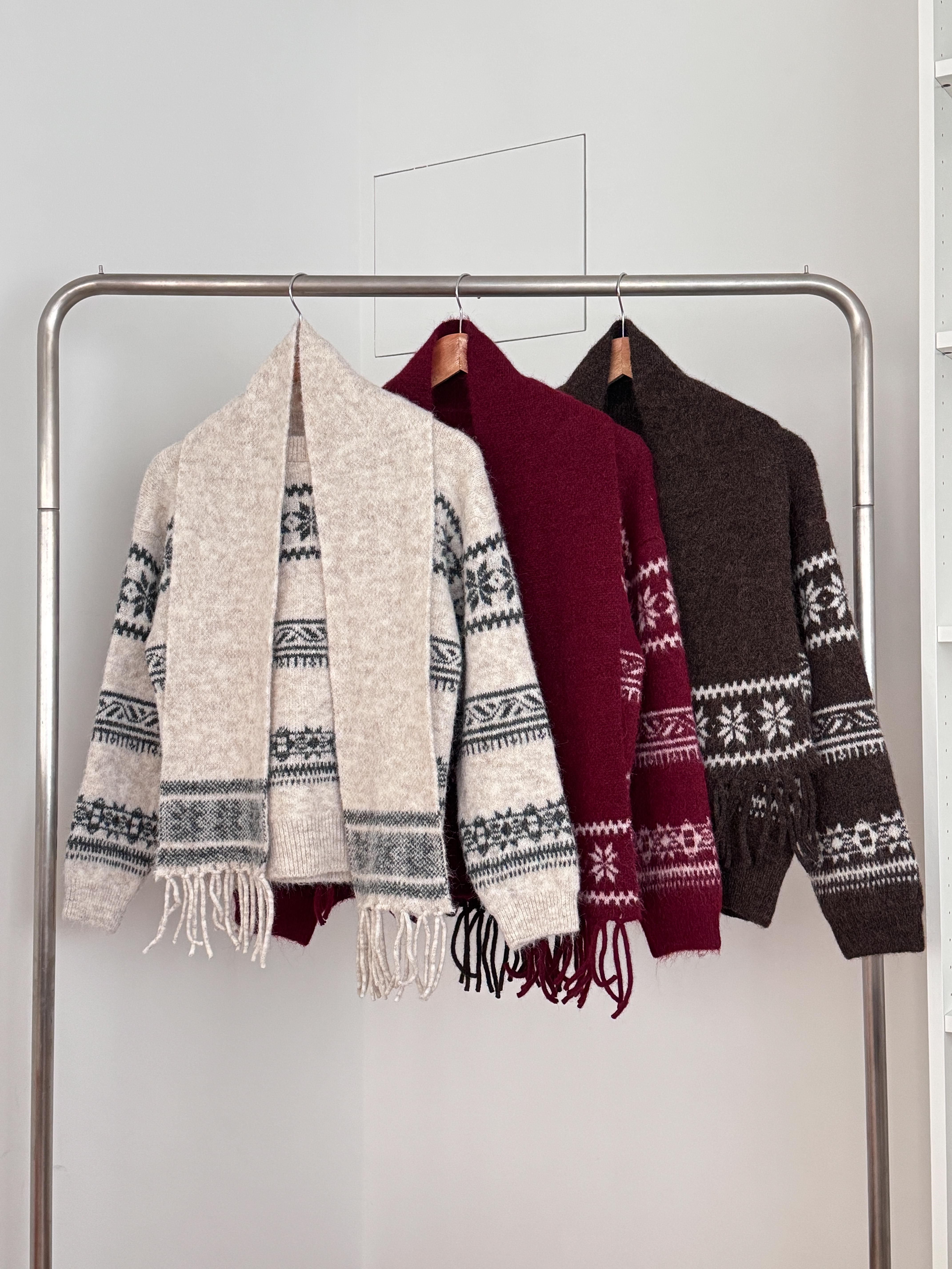 ウール混ラウンドネックルーズカラーニットマフラー付 | 詳細画像21