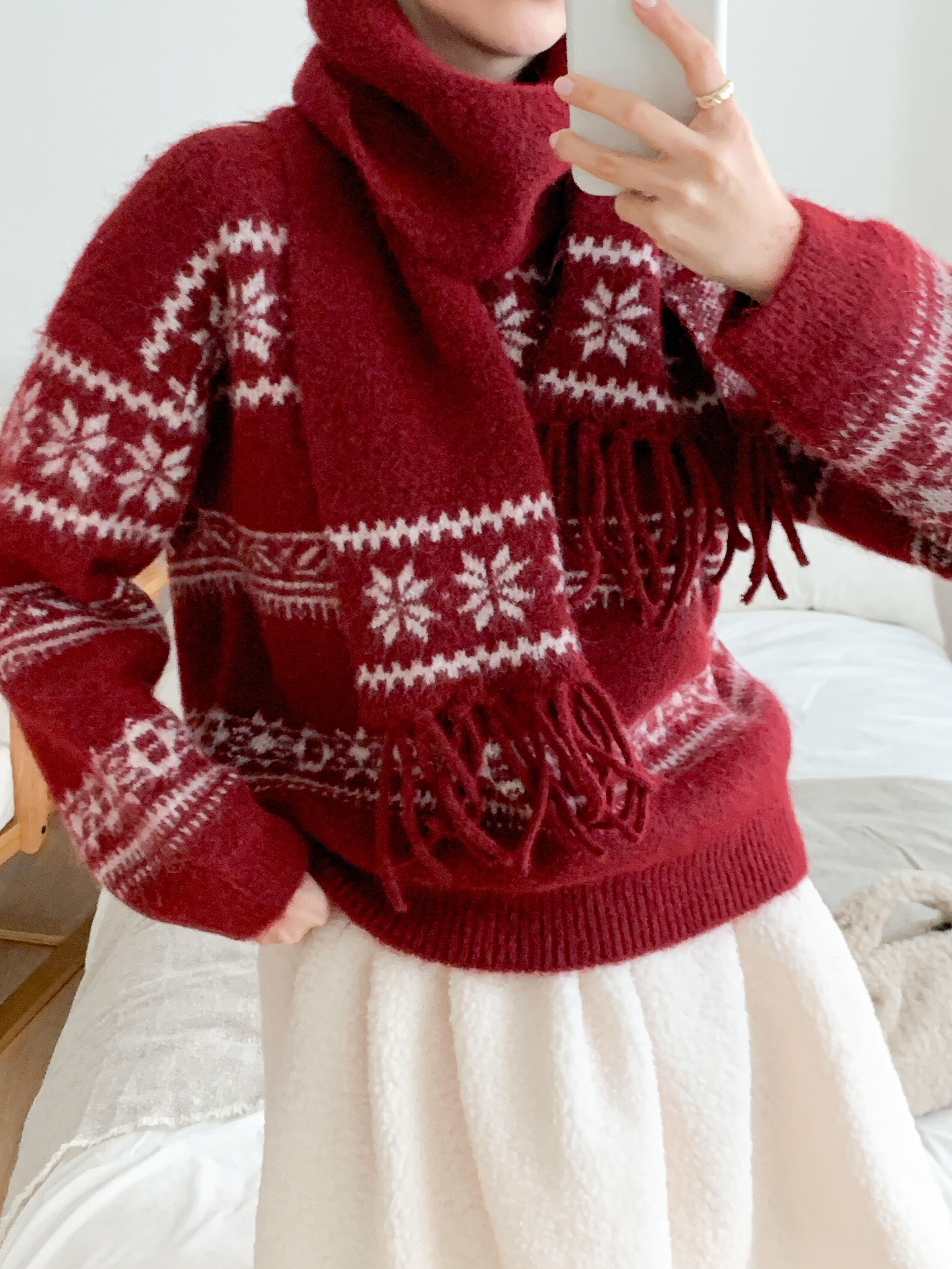 ウール混ラウンドネックルーズカラーニットマフラー付 | 詳細画像17