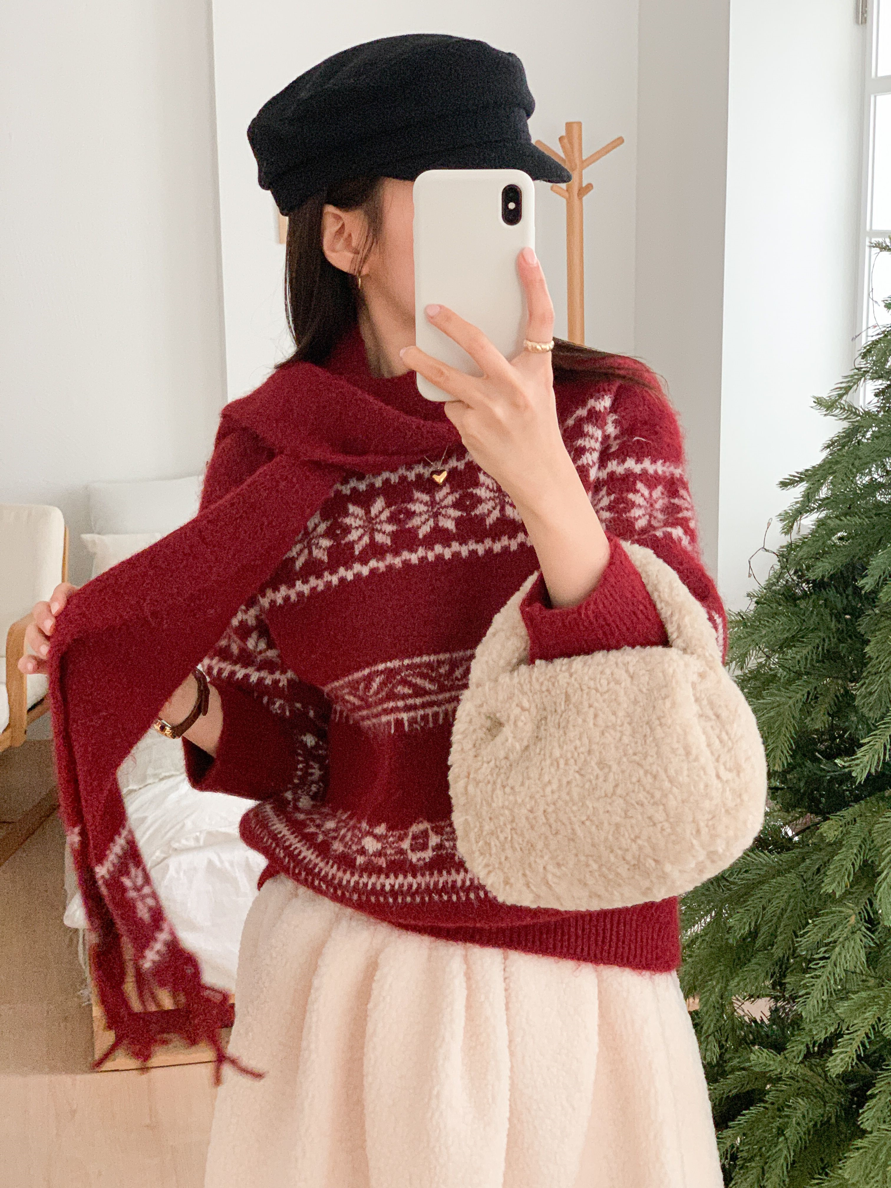 ウール混ラウンドネックルーズカラーニットマフラー付 | 詳細画像20