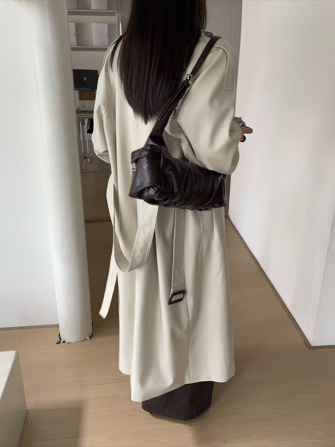 レザー調カラーショルダーバッグストラップ付 | 詳細画像5