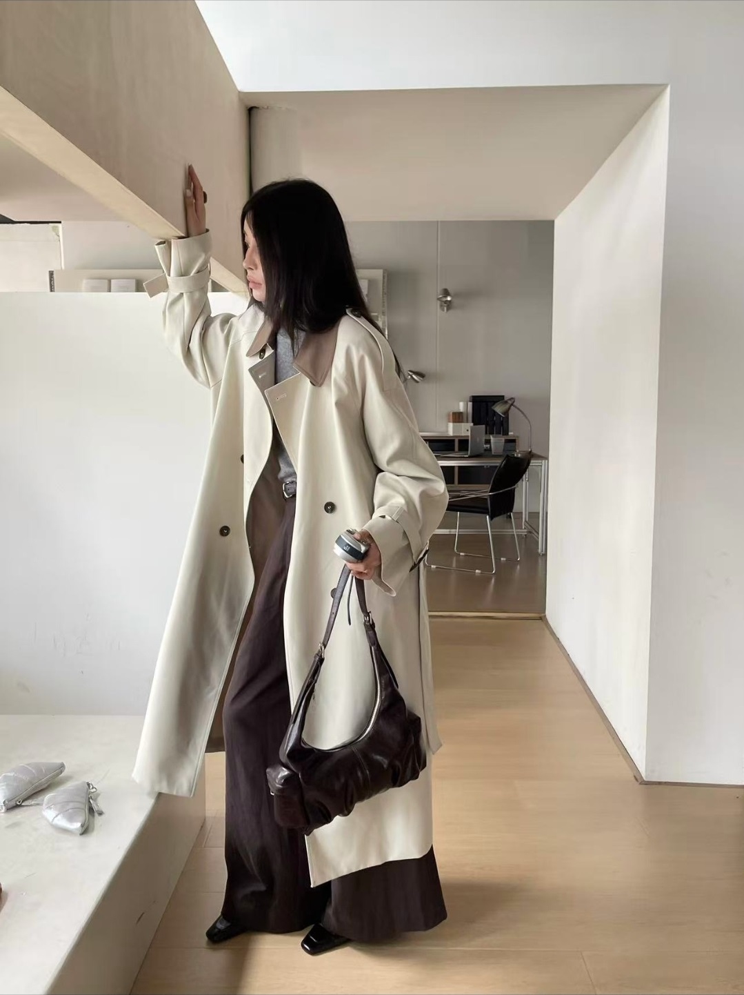 レザー調カラーショルダーバッグストラップ付 | 詳細画像6