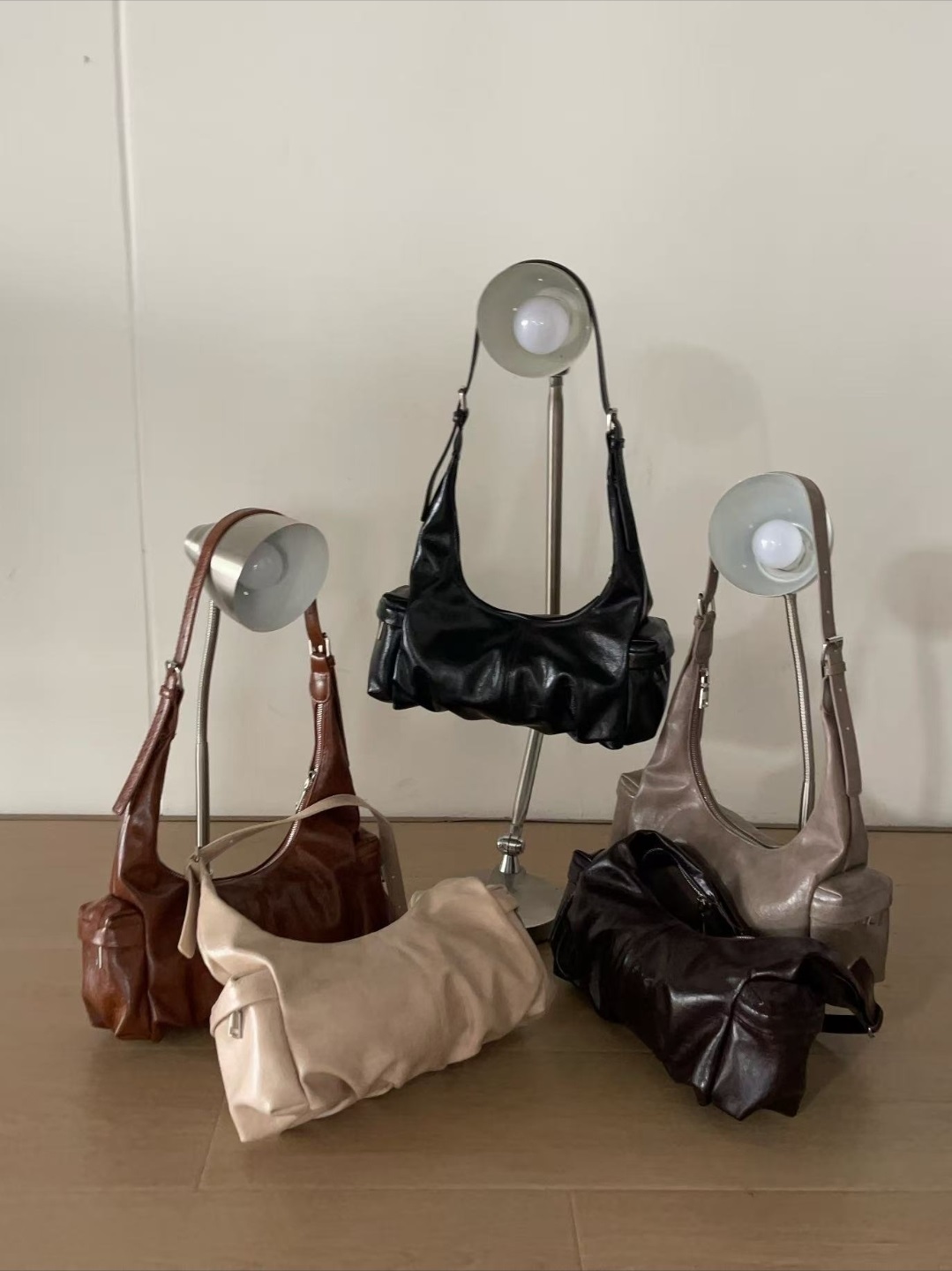 レザー調カラーショルダーバッグストラップ付 | 詳細画像9