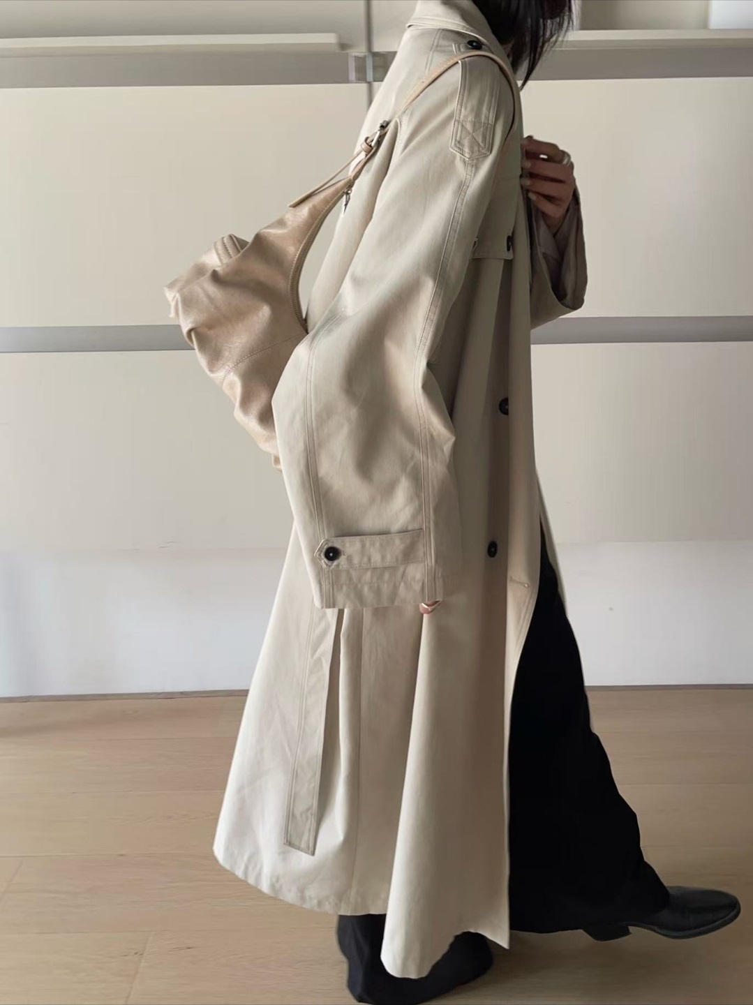 レザー調カラーショルダーバッグストラップ付 | 詳細画像11