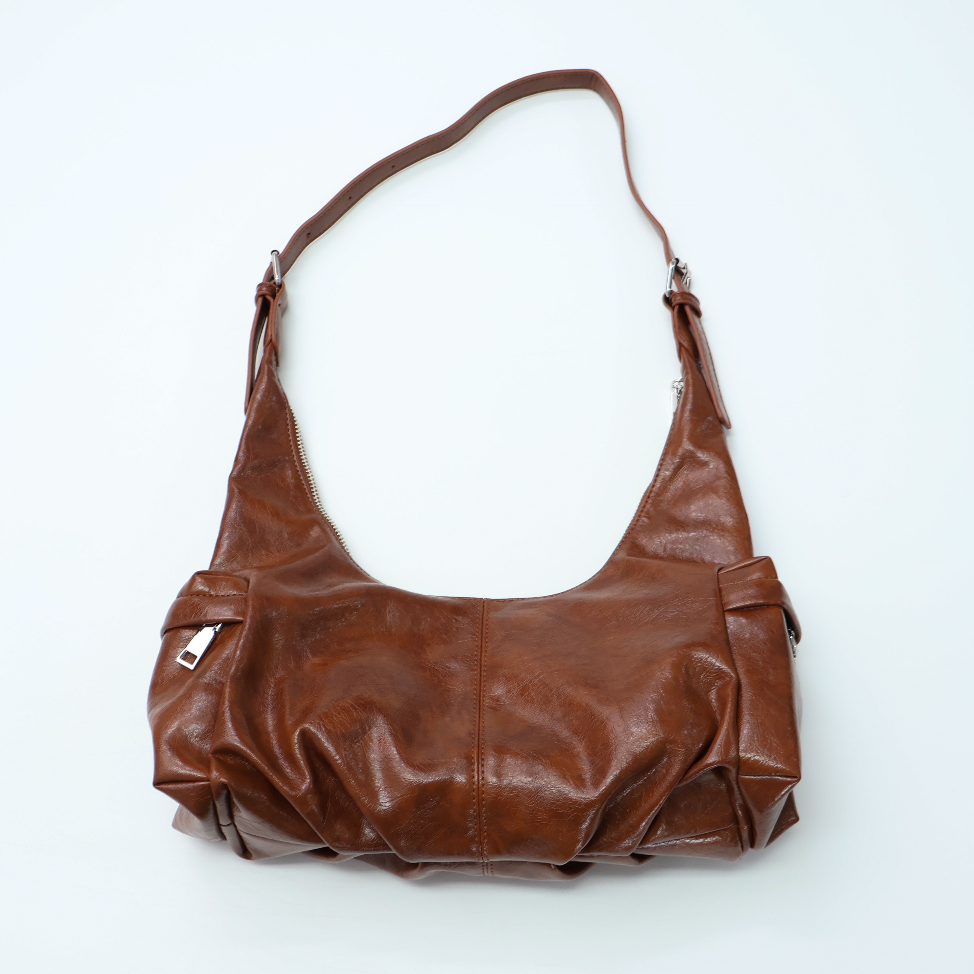 レザー調カラーショルダーバッグストラップ付 | 詳細画像15