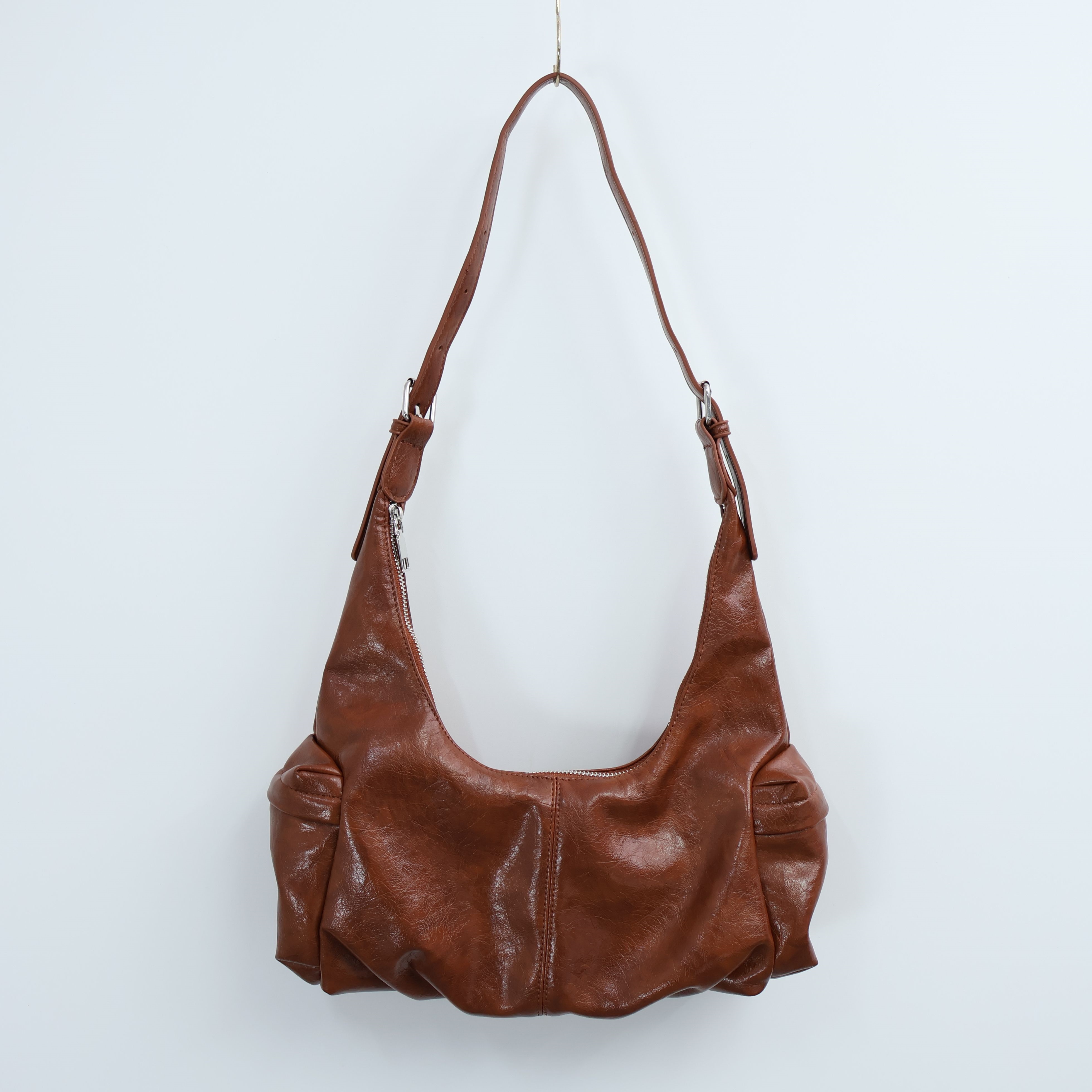 レザー調カラーショルダーバッグストラップ付 | 詳細画像19