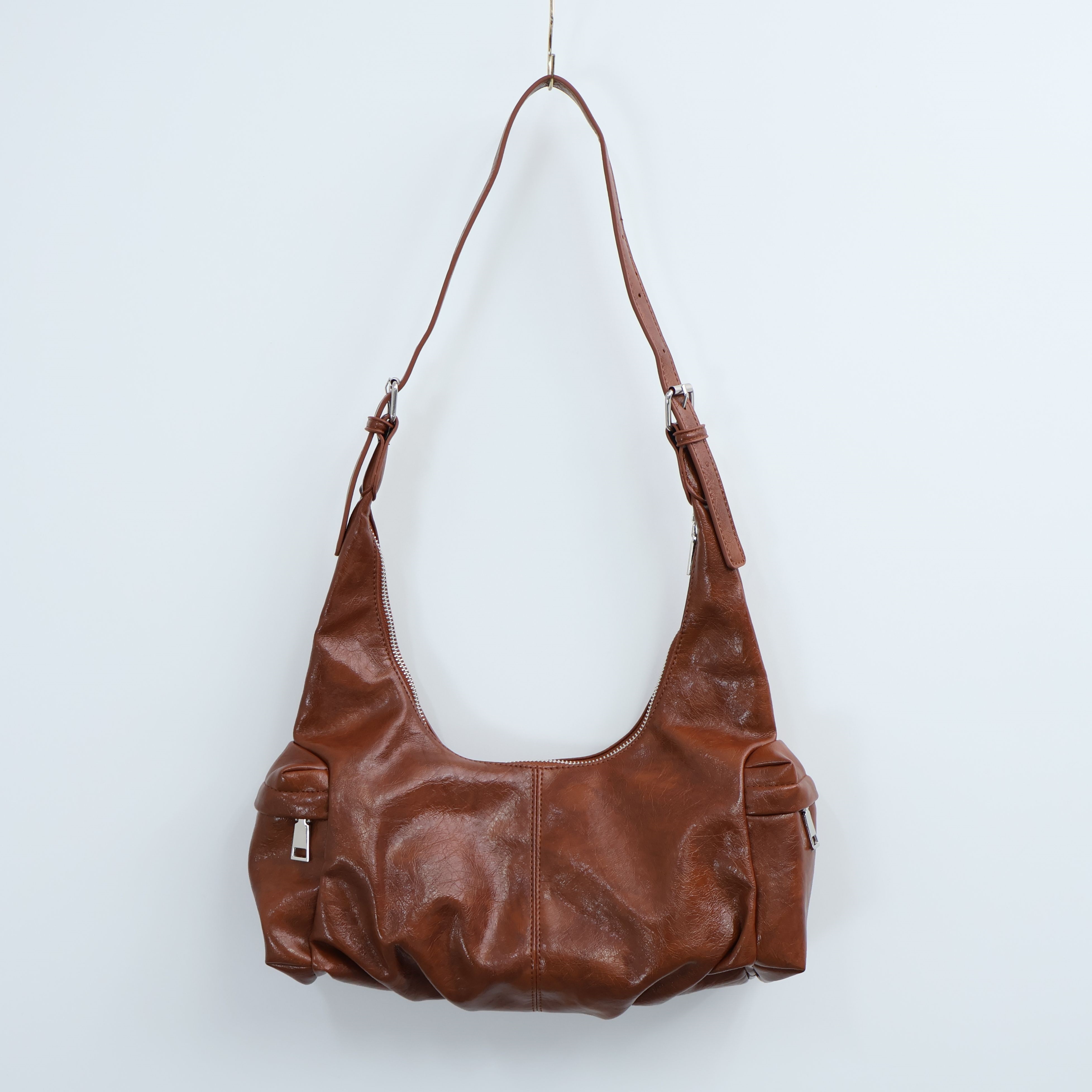 レザー調カラーショルダーバッグストラップ付 | 詳細画像21