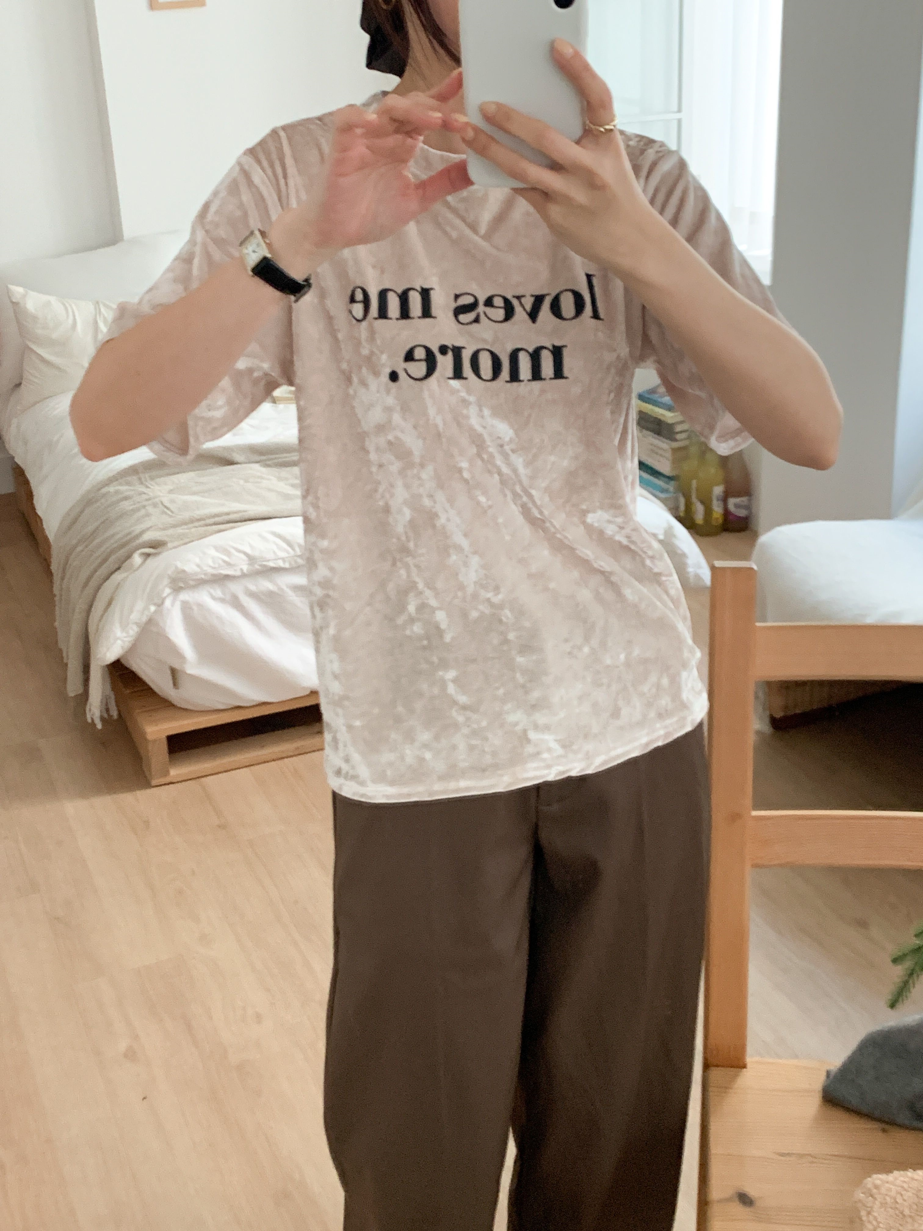 ベロアラウンドネック半袖プリントカラーTシャツ | 詳細画像9