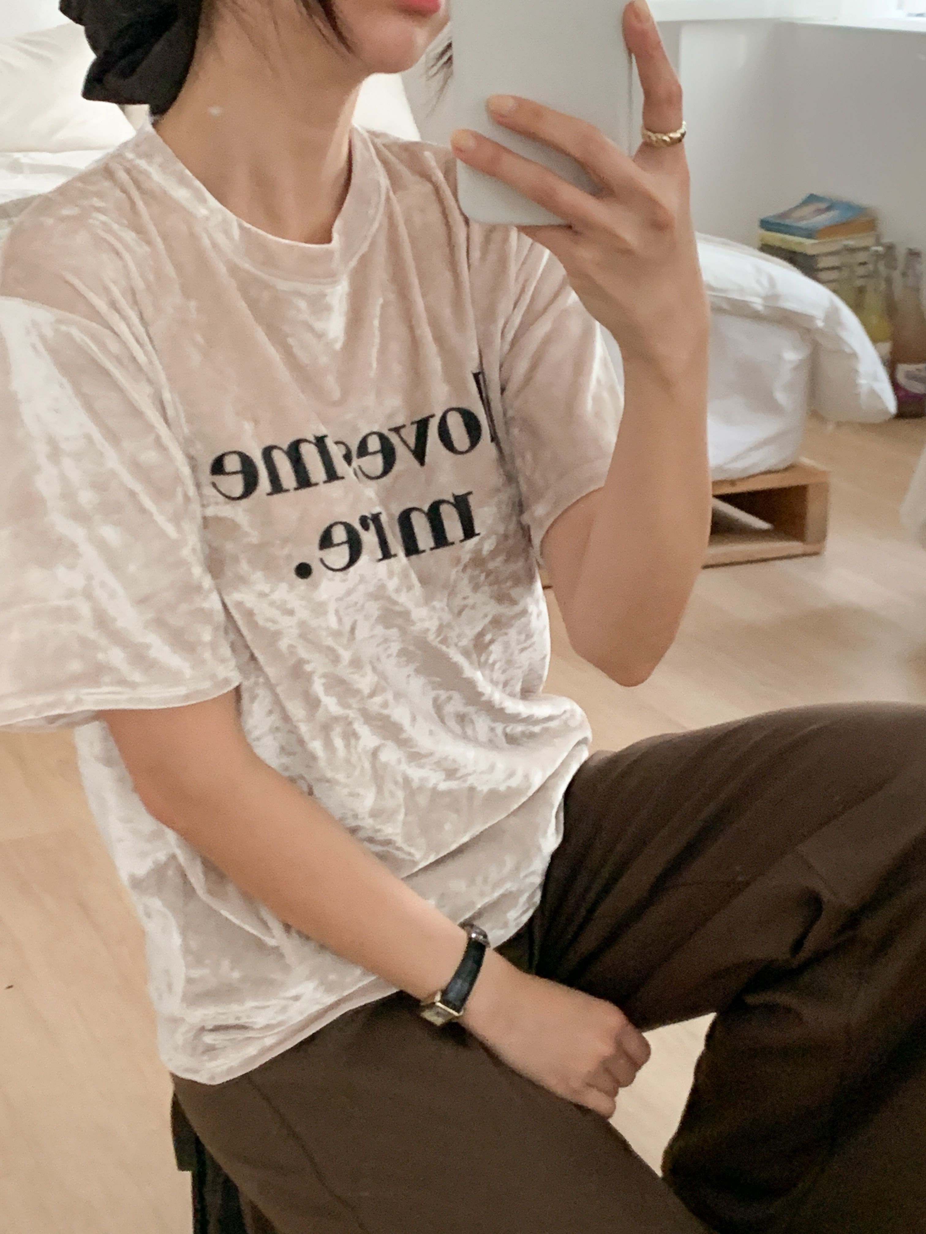 ベロアラウンドネック半袖プリントカラーTシャツ | 詳細画像11