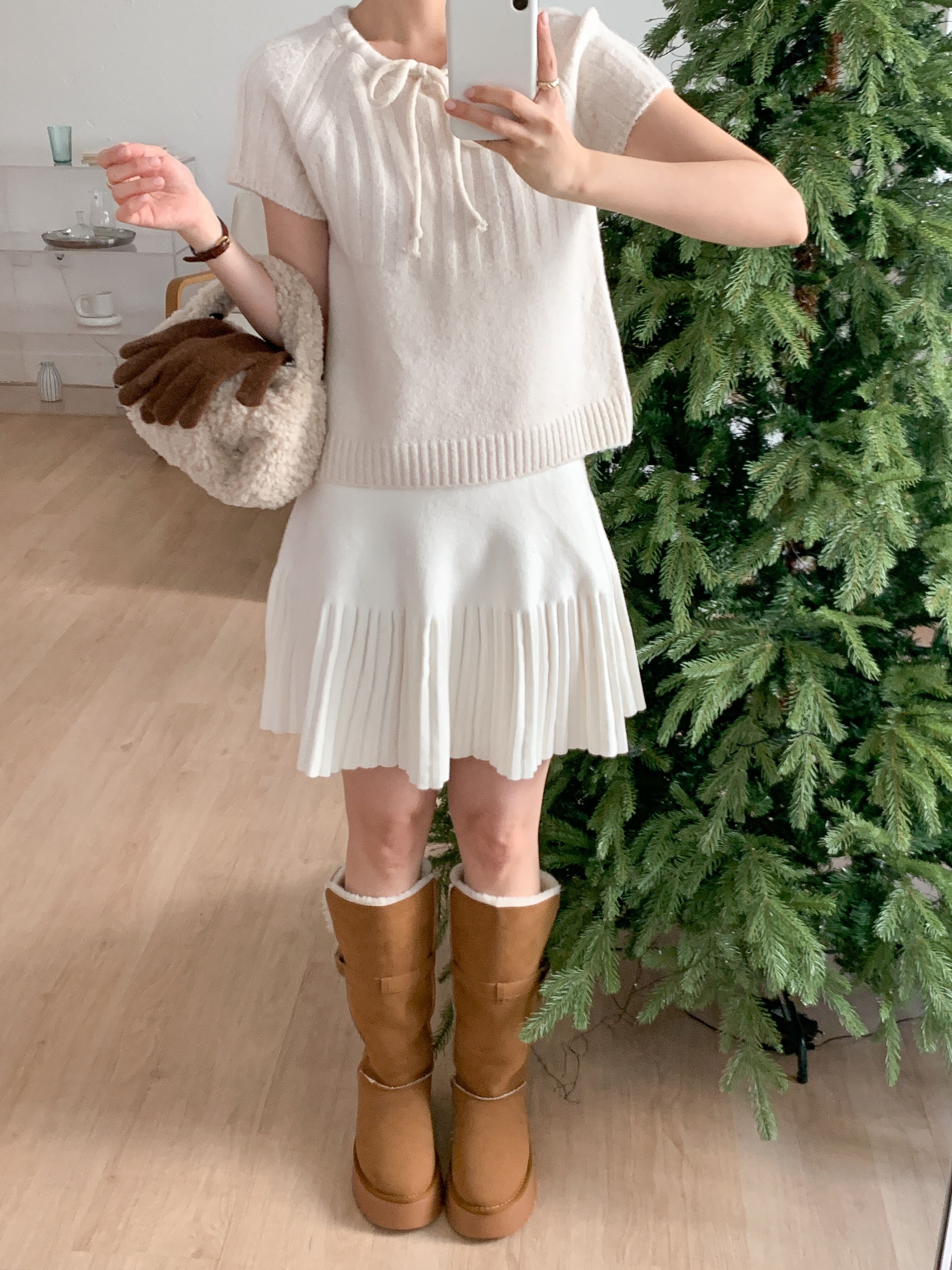 リボン半袖セミクロップドカラーニット | 詳細画像6