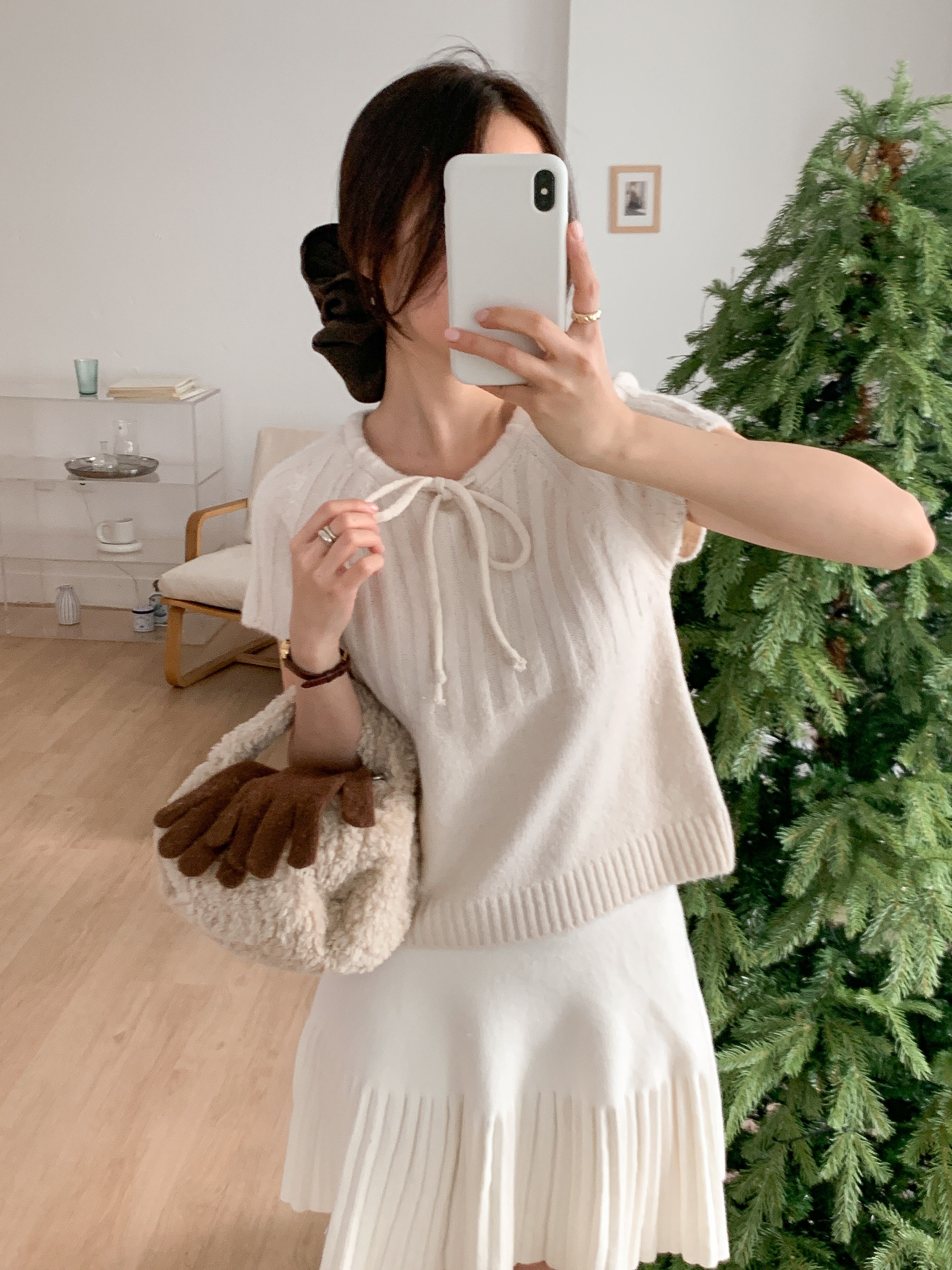 リボン半袖セミクロップドカラーニット | 詳細画像10