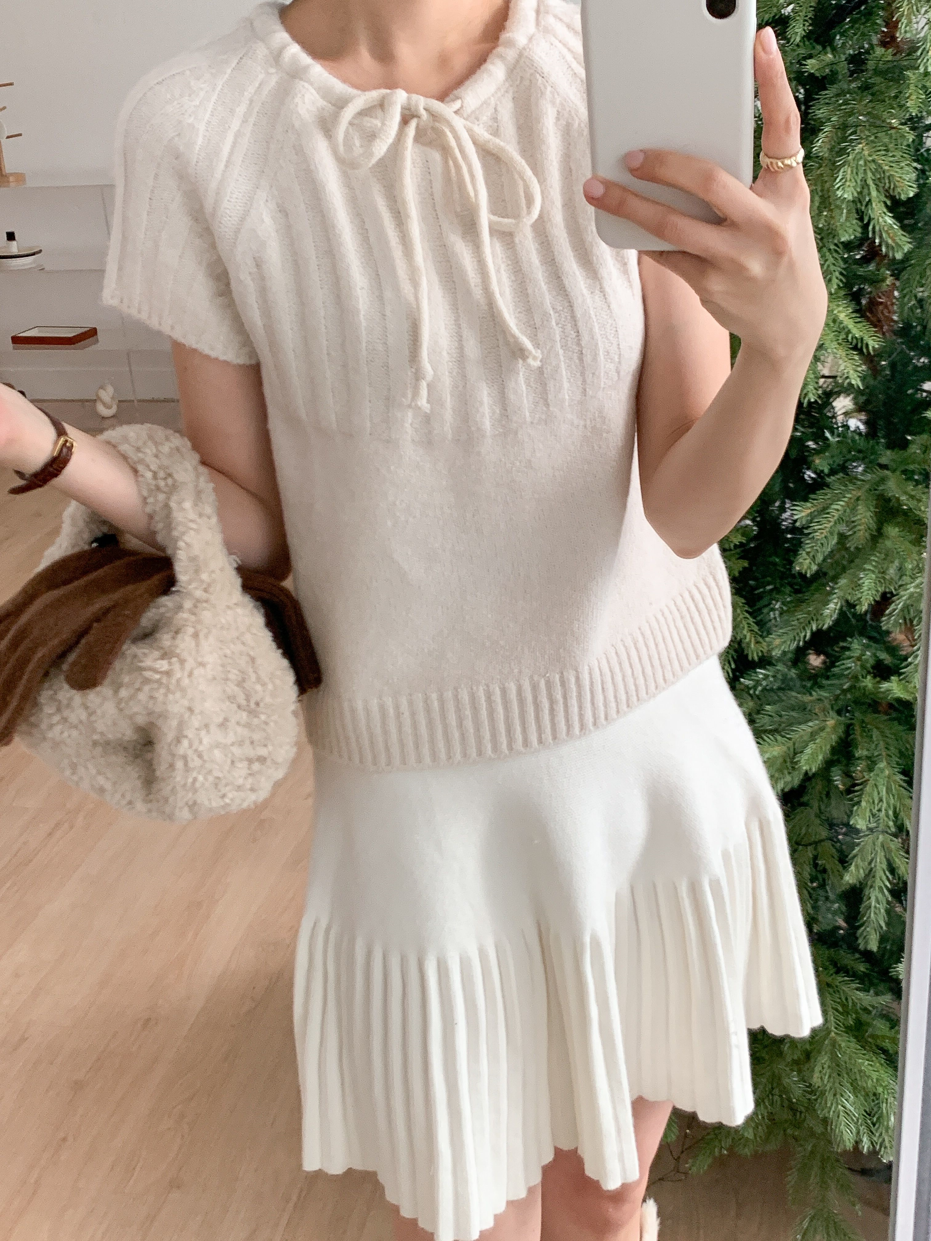 リボン半袖セミクロップドカラーニット | 詳細画像21