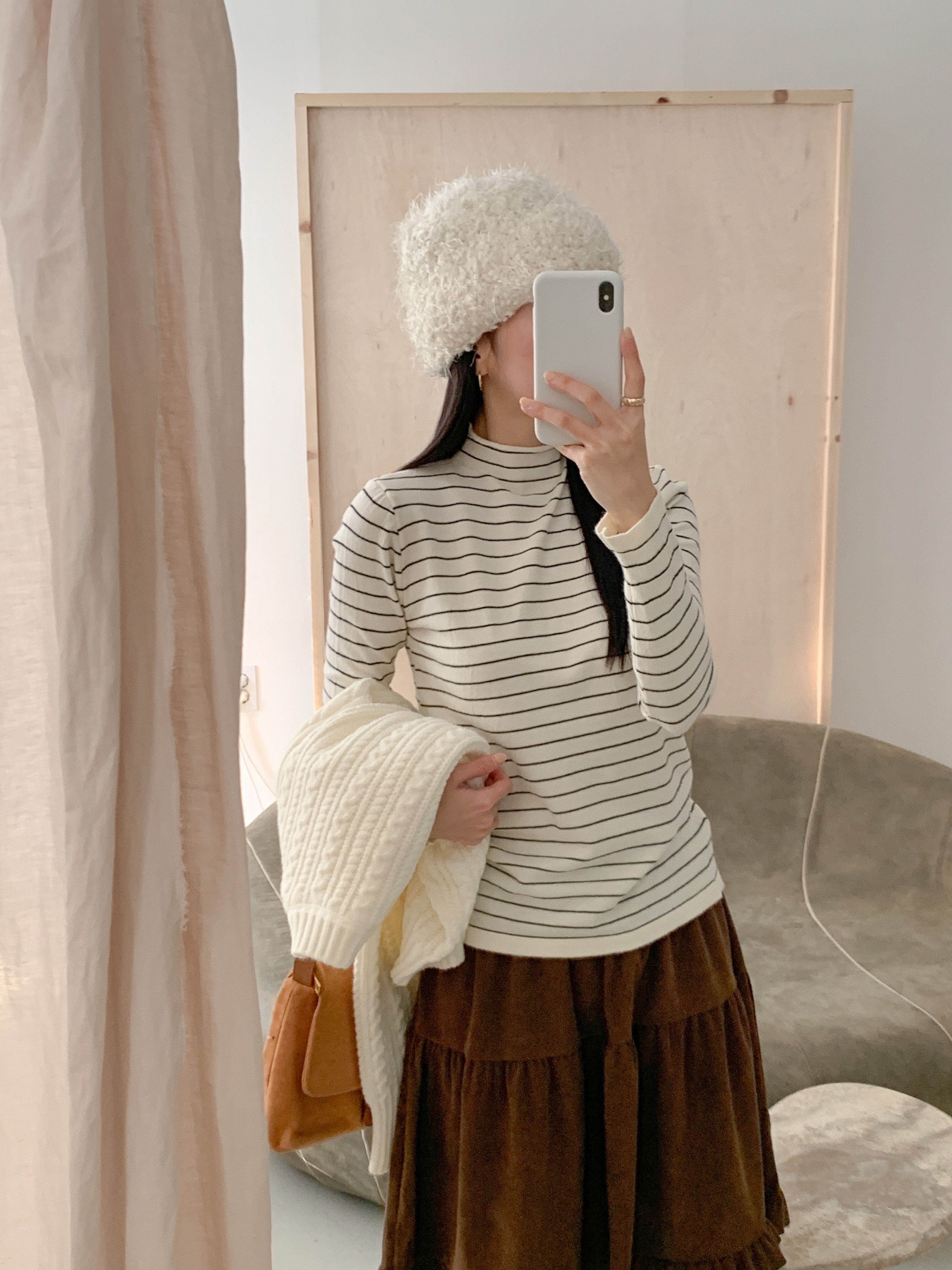 ハーフネックシンプル長袖ボーダーニット | 詳細画像18