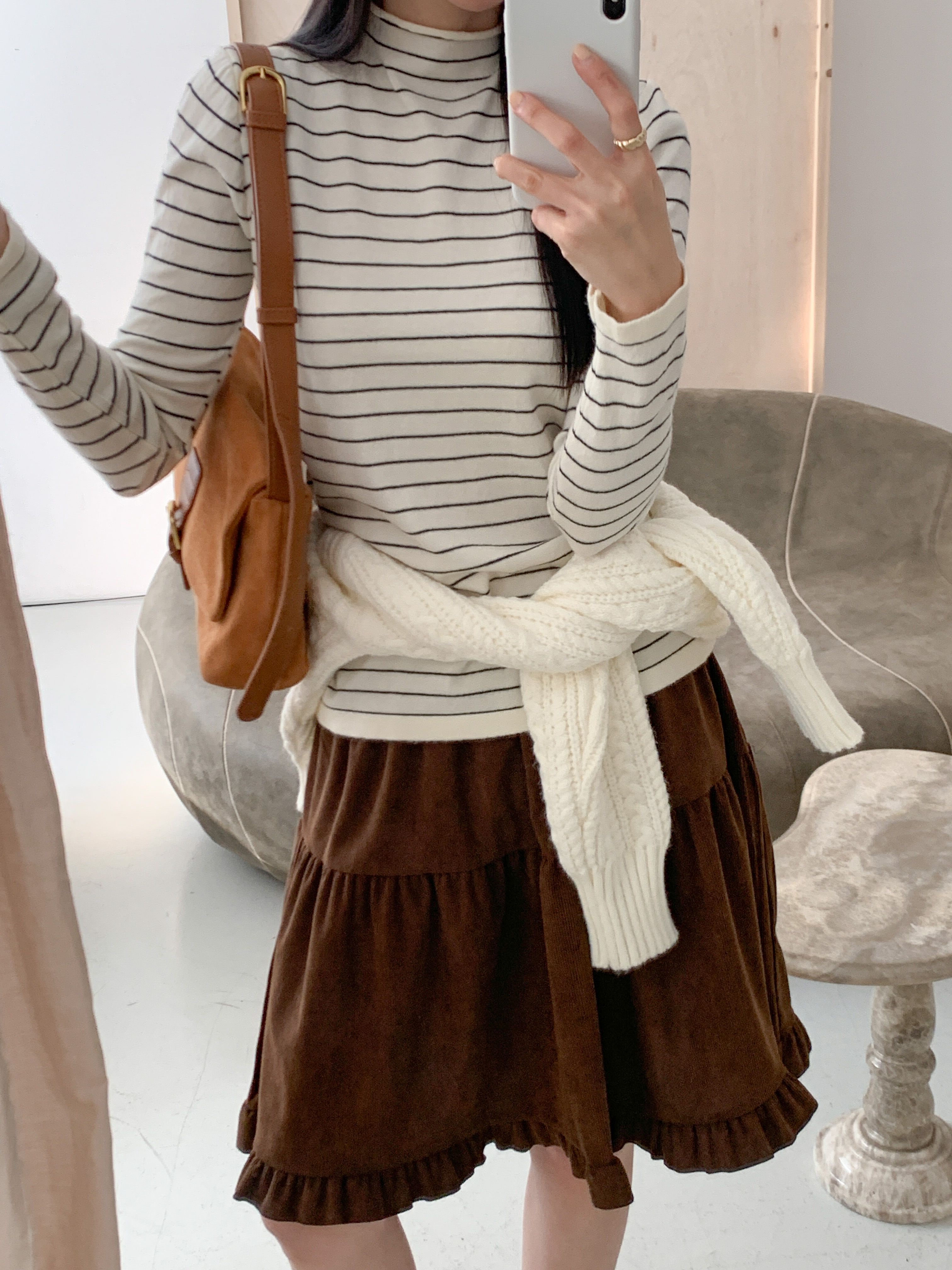 ハーフネックシンプル長袖ボーダーニット | 詳細画像20